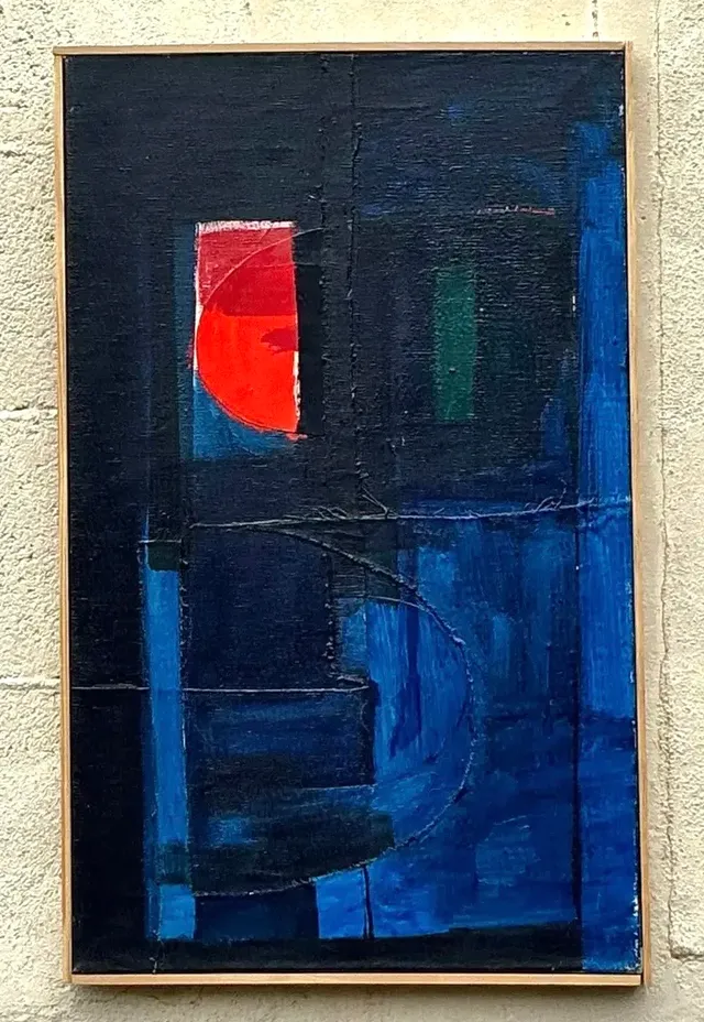 Vintage Boho Original Abstract Oil on Canvas - Canvas, 16.5W x 26.5H — additional photo 7