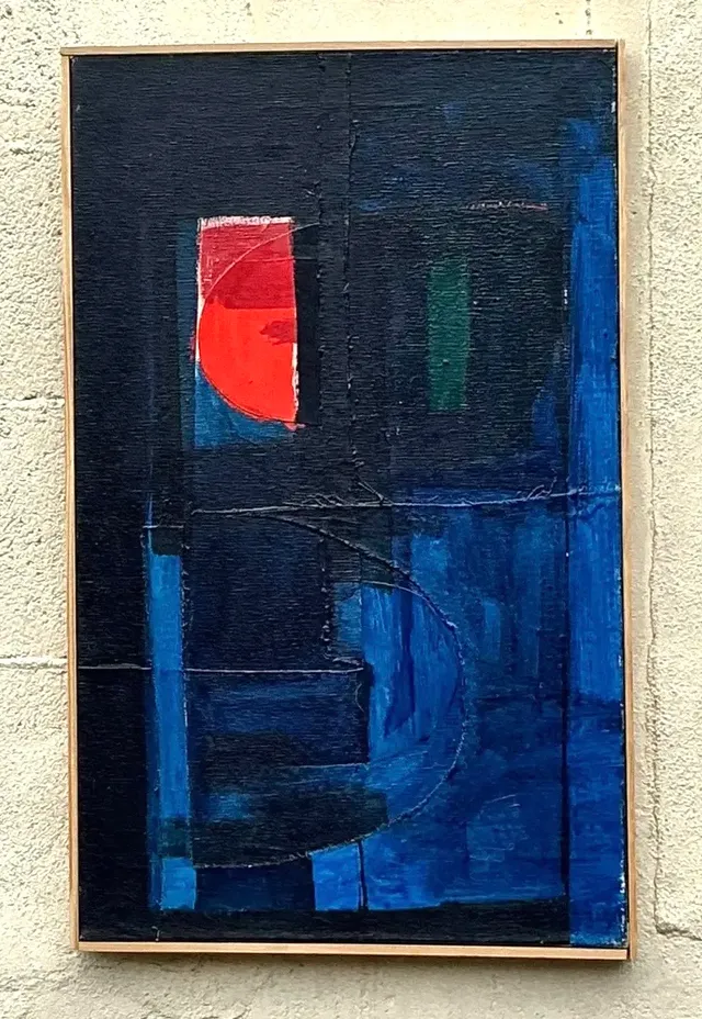 Vintage Boho Original Abstract Oil on Canvas - Canvas, 16.5W x 26.5H — additional photo 2