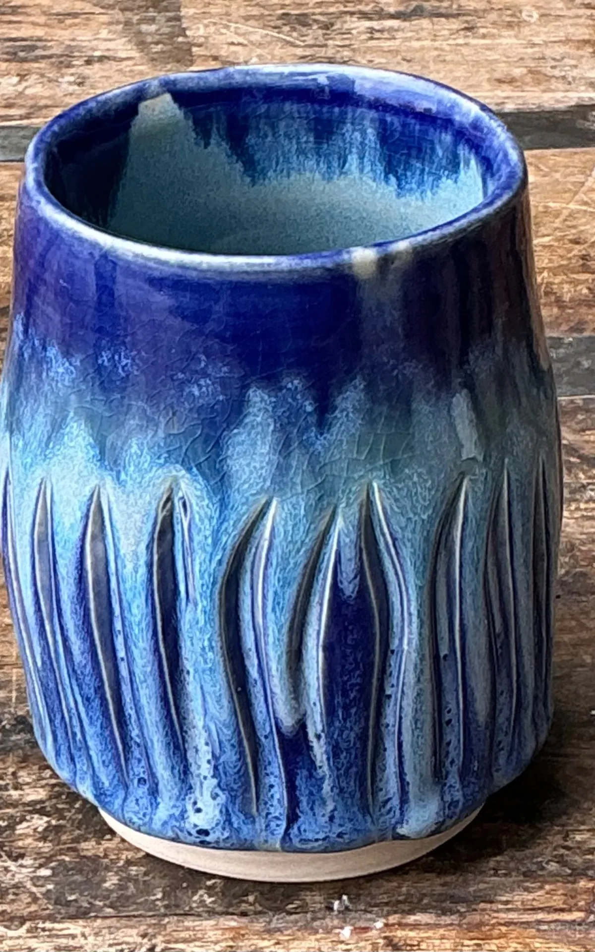 Vintage Studio Pottery Blue Ceramic Vase — additional photo 2