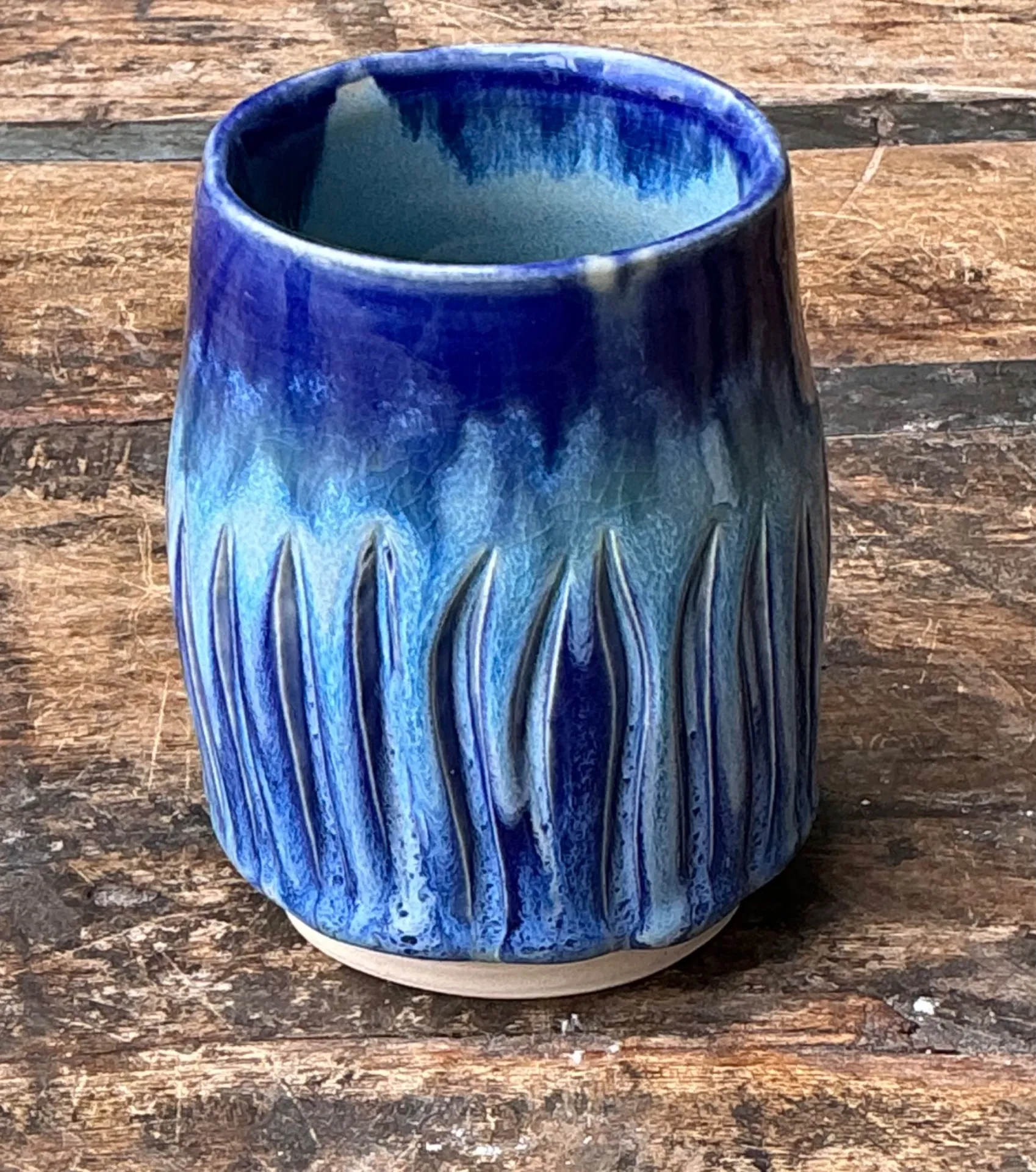 Vintage Studio Pottery Blue Ceramic Vase — additional photo 6
