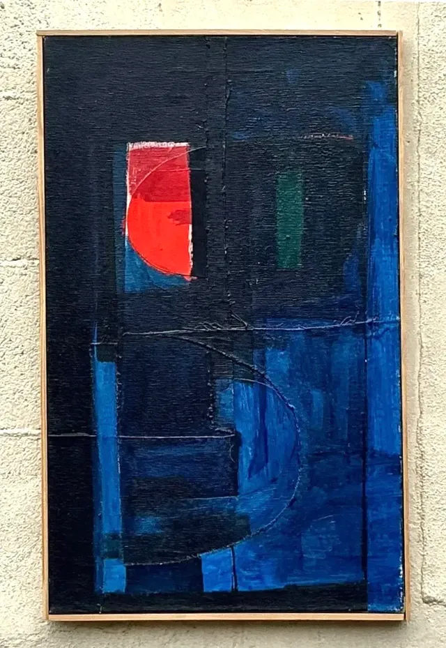 Vintage Boho Original Abstract Oil on Canvas - Canvas, 16.5W x 26.5H — additional photo 6