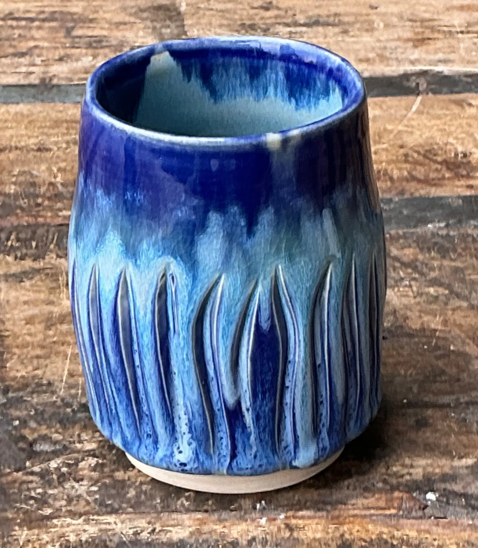 Vintage Studio Pottery Blue Ceramic Vase — additional photo 1