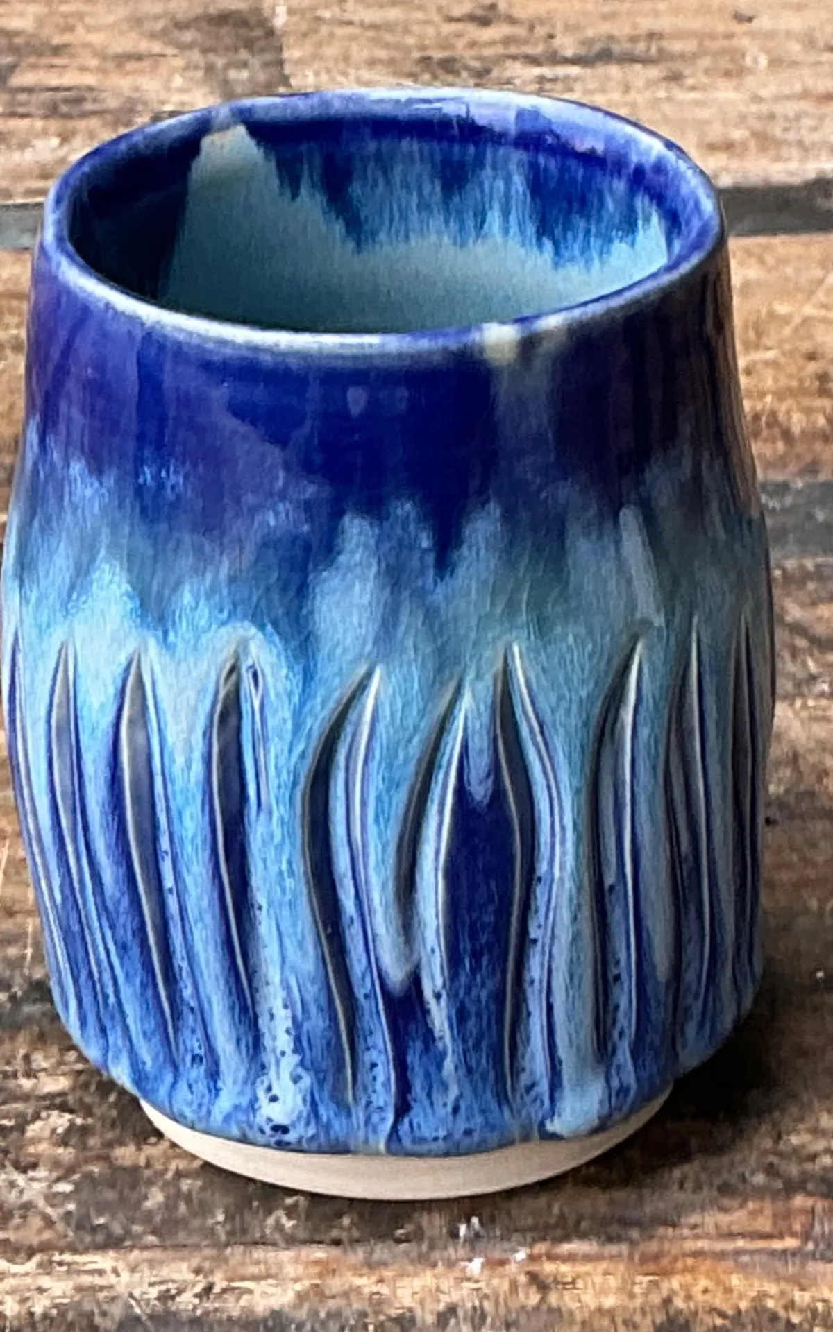Vintage Studio Pottery Blue Ceramic Vase — additional photo 1