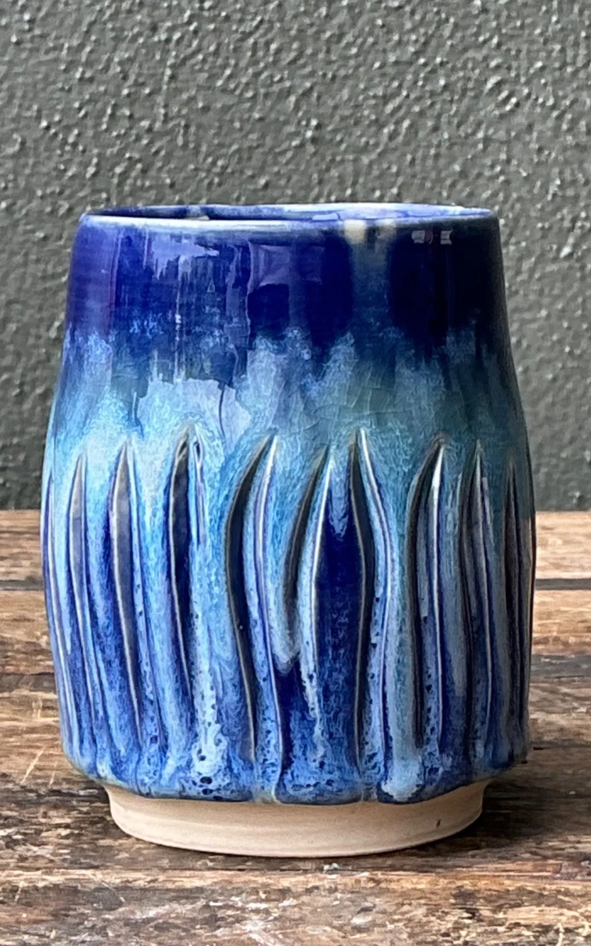 Vintage Studio Pottery Blue Ceramic Vase — additional photo 8