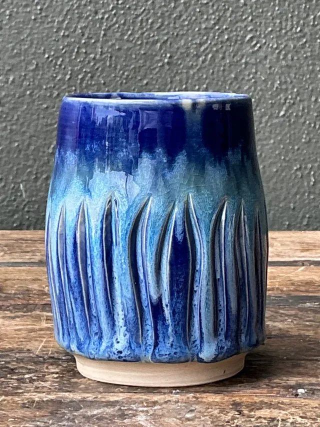 Vintage Studio Pottery Blue Ceramic Vase — additional photo 8
