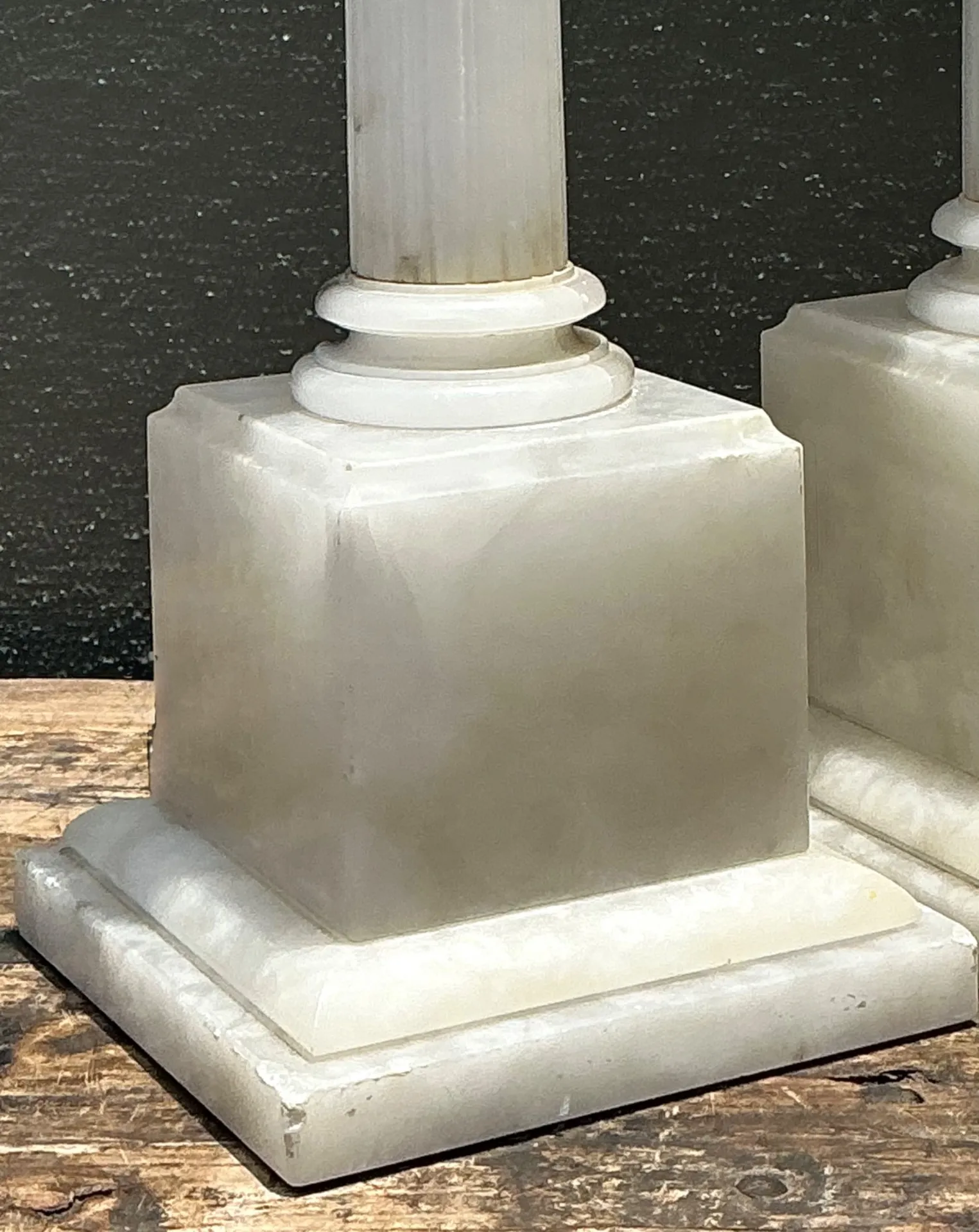Vintage Alabaster Column Table Lamps - A Pair - Brass, 8.5W x 30H — additional photo 4