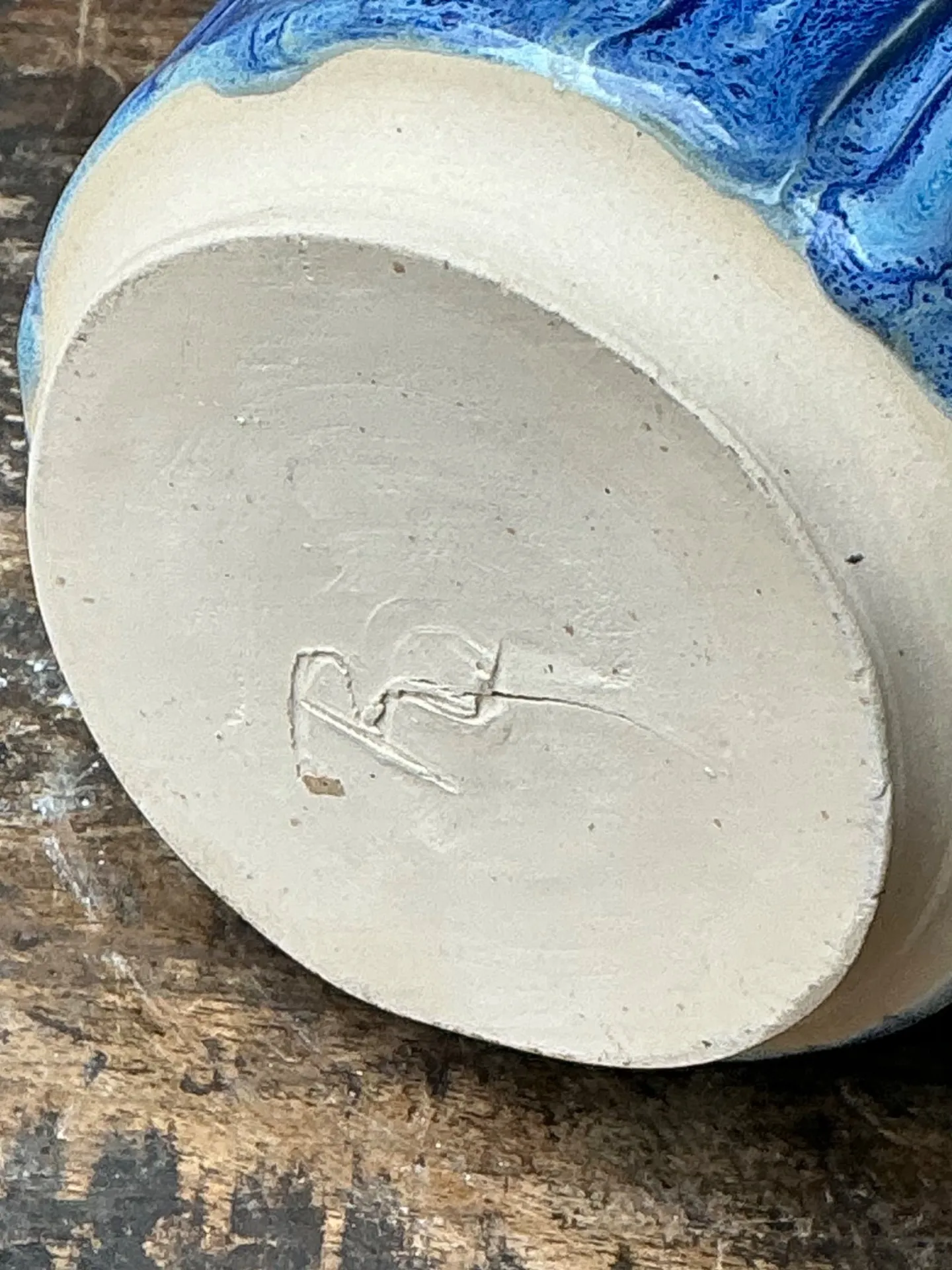 Vintage Studio Pottery Blue Ceramic Vase — additional photo 4