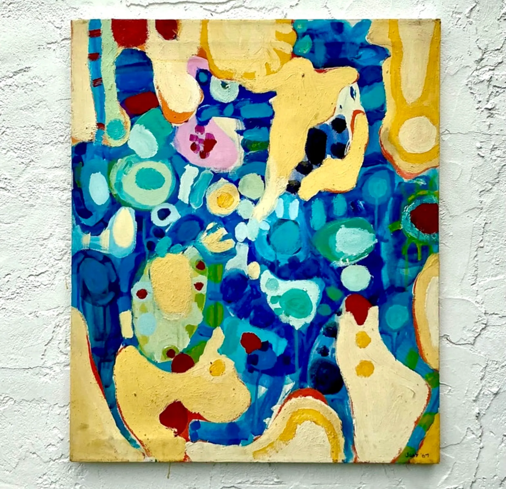 Vintage Boho Original Abstract Oil on Canvas - Canvas, 25W x 30H — additional photo 2