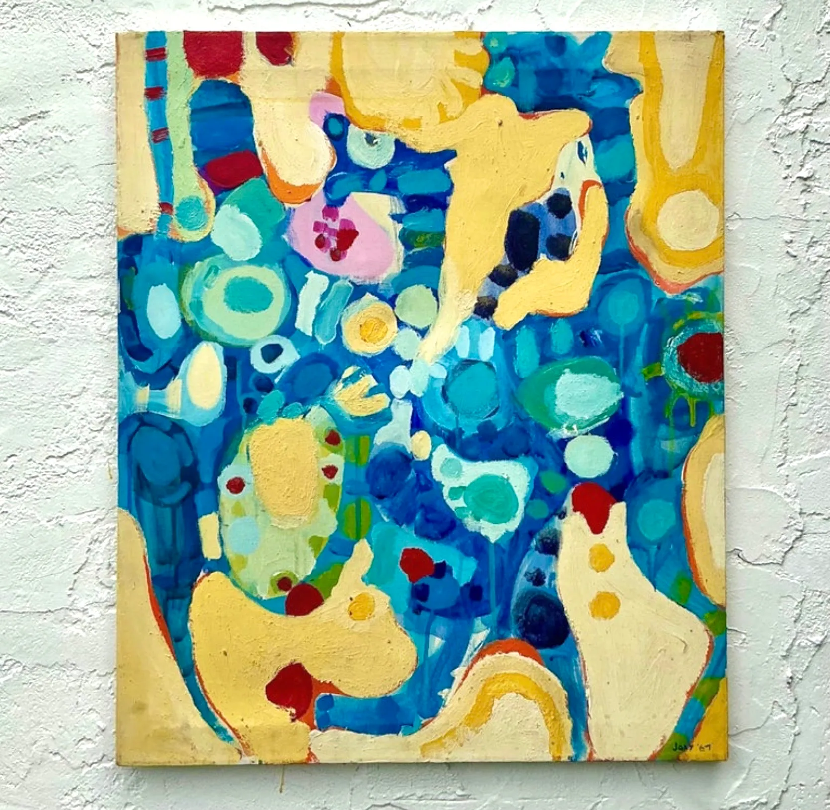 Vintage Boho Original Abstract Oil on Canvas - Canvas, 25W x 30H — additional photo 8