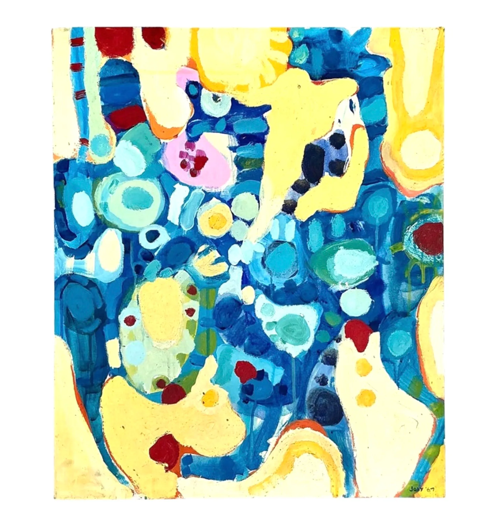 Vintage Boho Original Abstract Oil on Canvas - Canvas, 25W x 30H — additional photo 5
