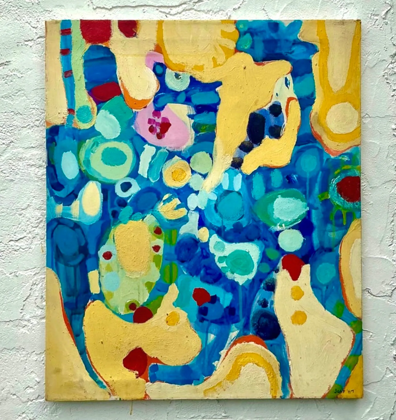 Vintage Boho Original Abstract Oil on Canvas - Canvas, 25W x 30H — additional photo 7