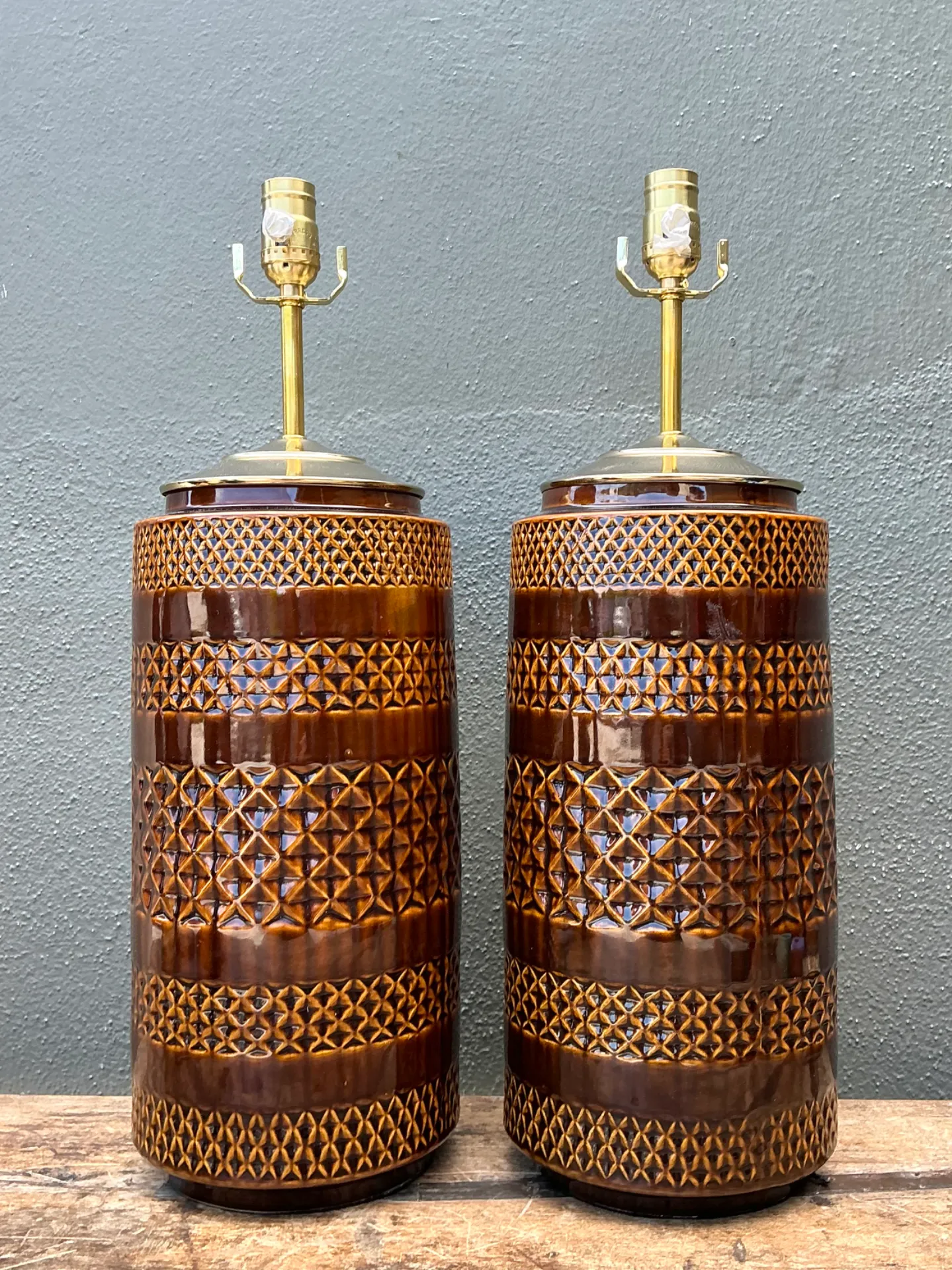 Vintage Geometric Pattern Ceramic Lamps — additional photo 2
