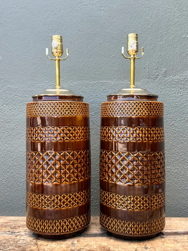 Vintage Geometric Pattern Ceramic Lamps — additional photo 2