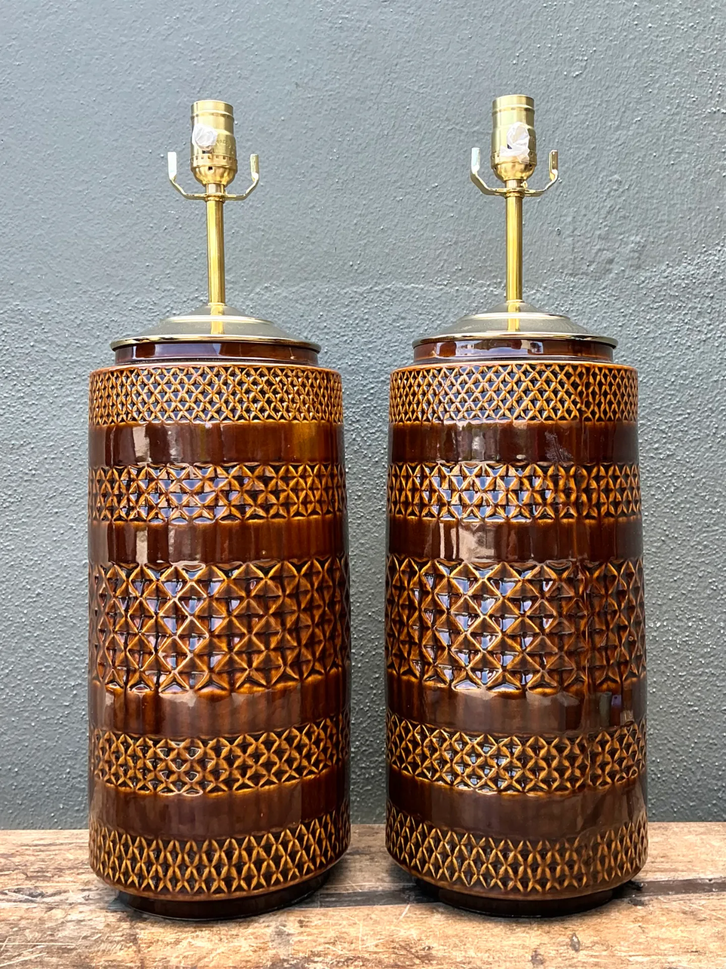 Vintage Geometric Pattern Ceramic Lamps — additional photo 4