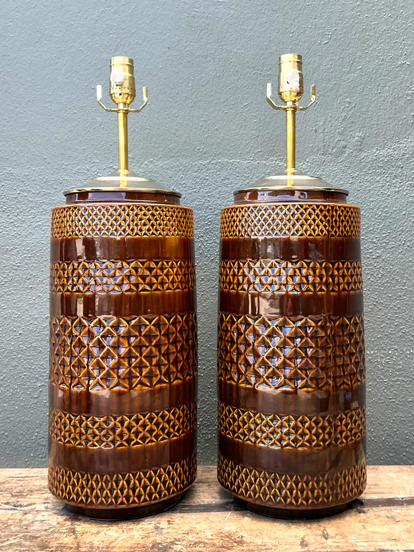 Vintage Geometric Pattern Ceramic Lamps — additional photo 7