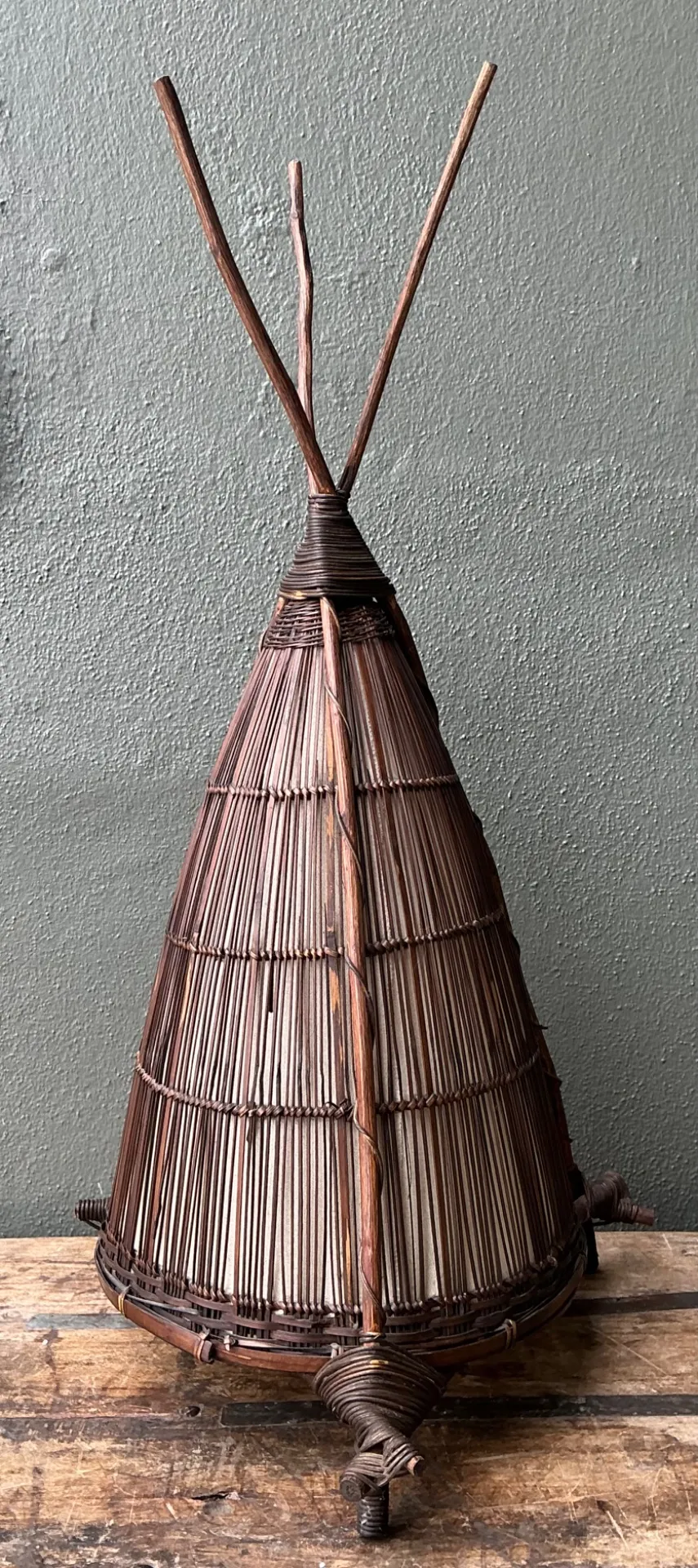 Vintage Japanese Woven Reed Lamp
