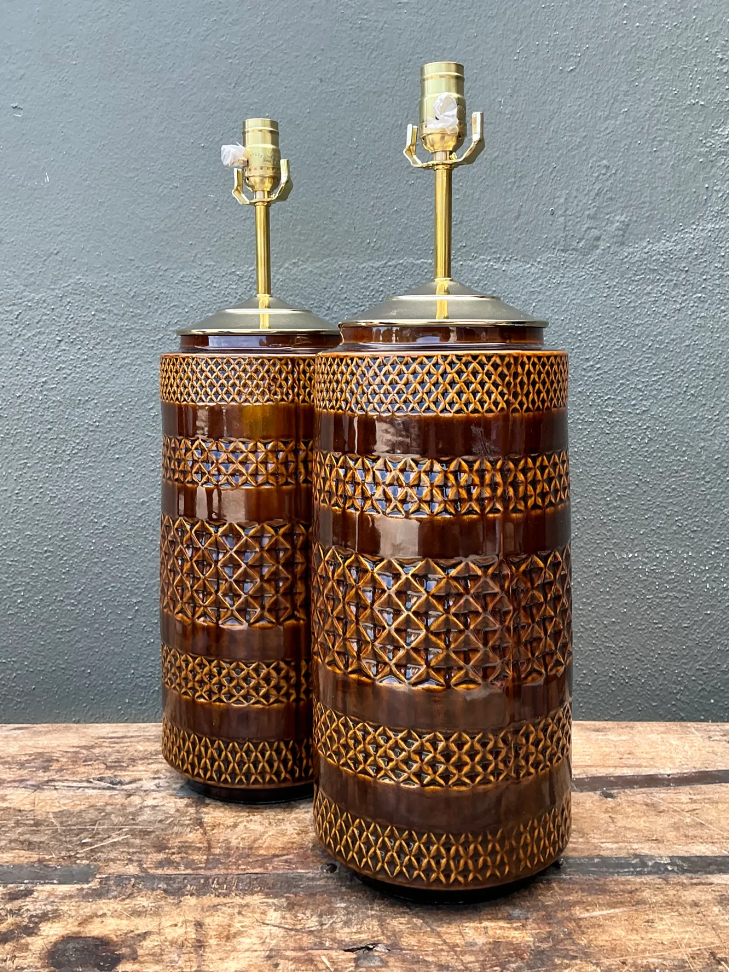 Vintage Geometric Pattern Ceramic Lamps — additional photo 6