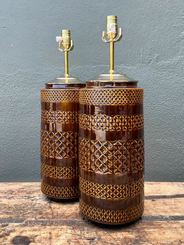 Vintage Geometric Pattern Ceramic Lamps — additional photo 6