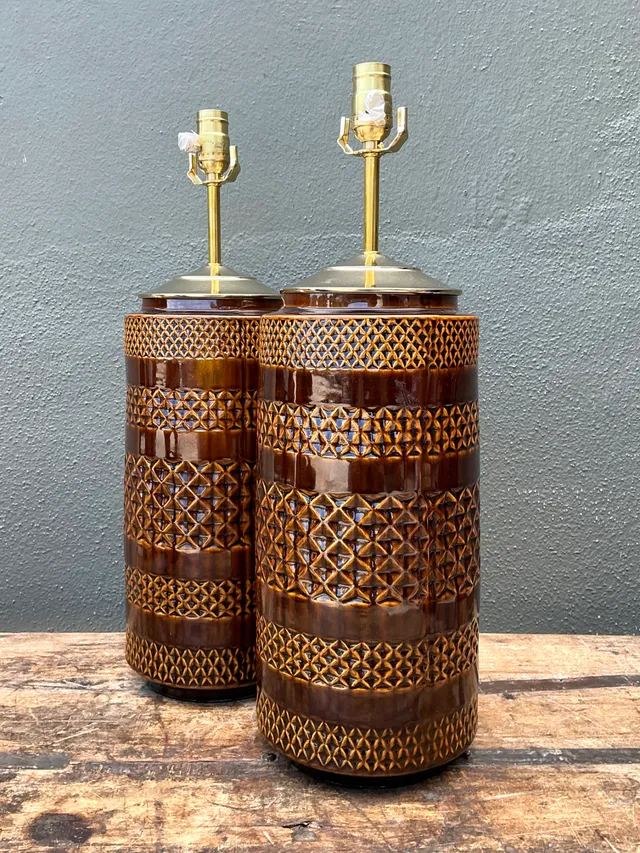 Vintage Geometric Pattern Ceramic Lamps — additional photo 1