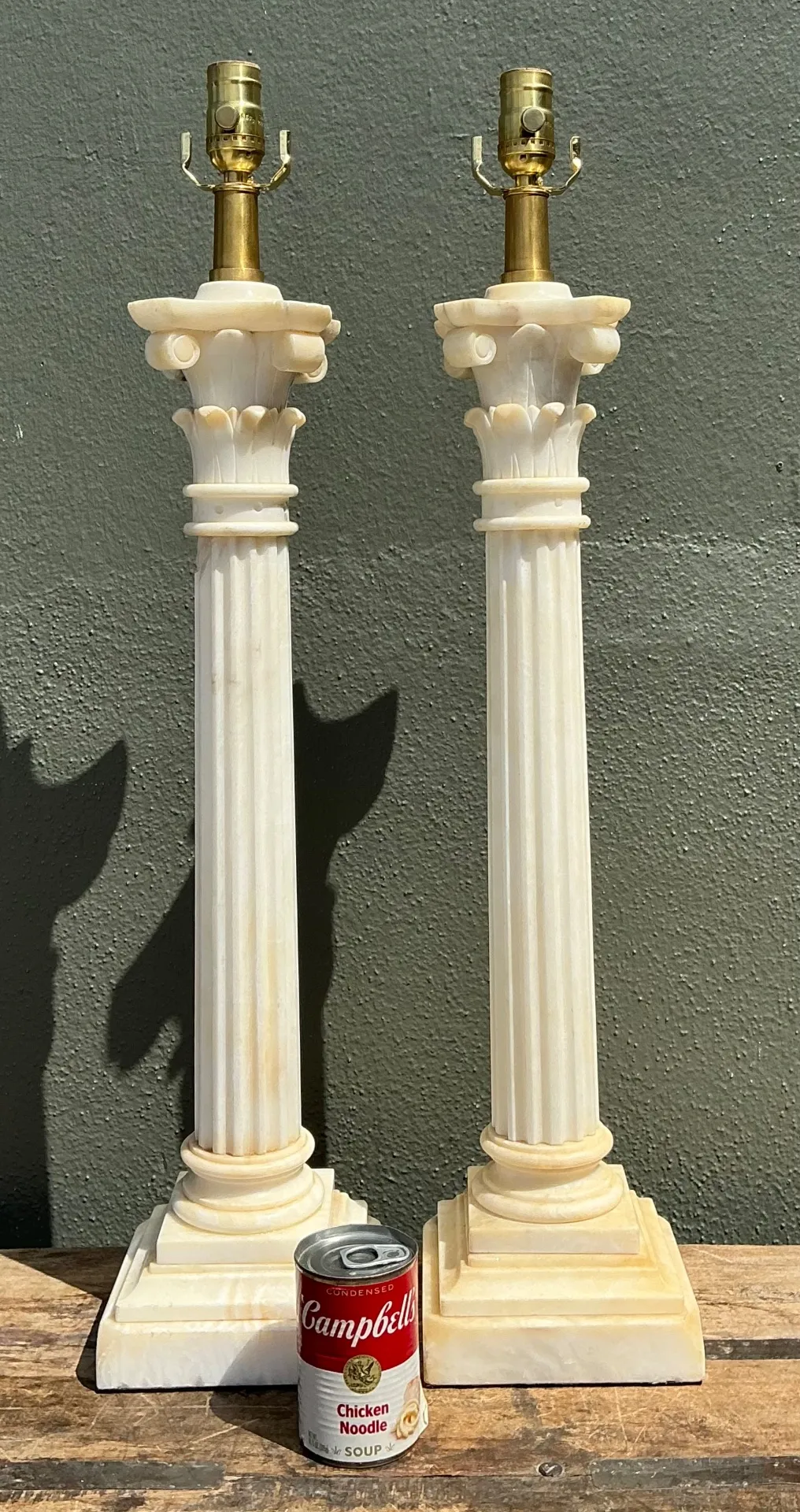 Vintage Alabaster Column Table Lamps - A Pair — additional photo 4