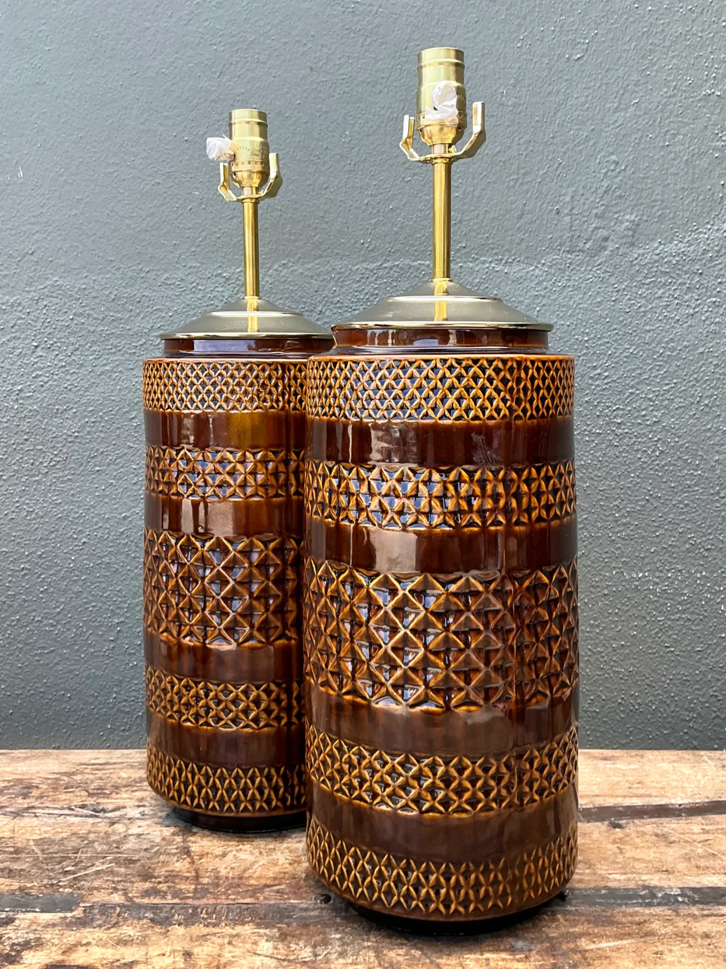 Vintage Geometric Pattern Ceramic Lamps — additional photo 3