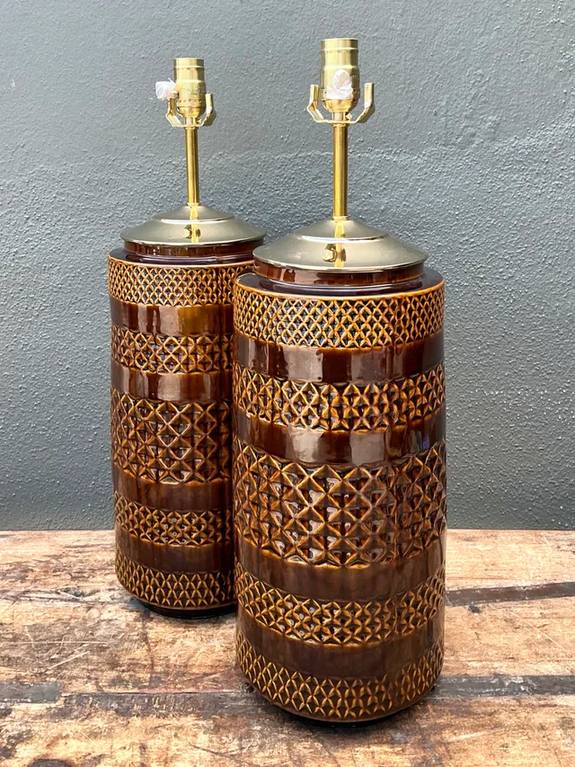 Vintage Geometric Pattern Ceramic Lamps — additional photo 5