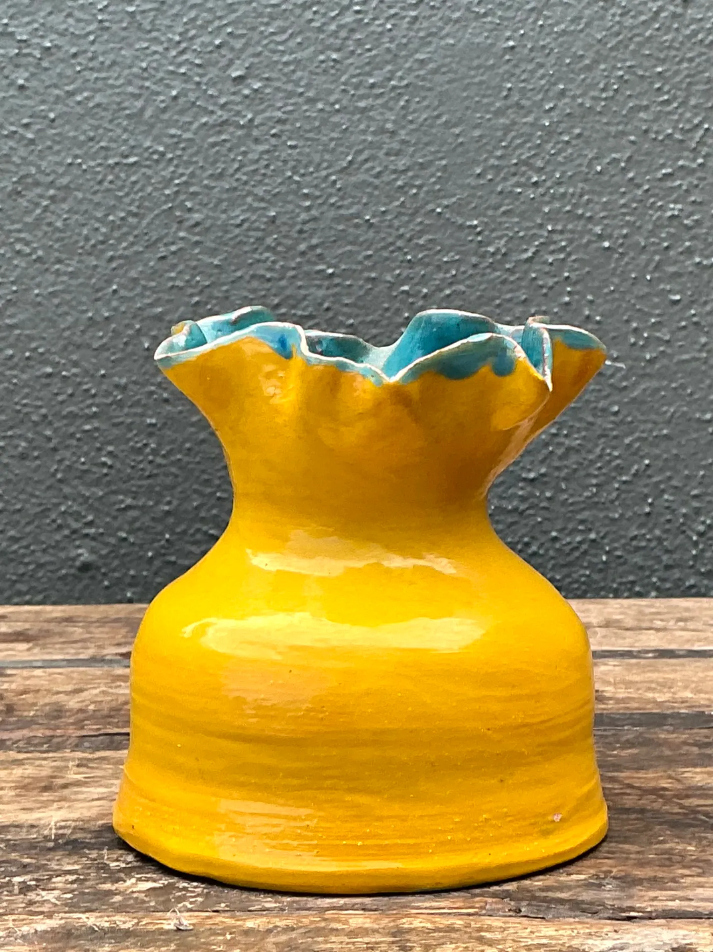 Vintage Hand Crafted Studio Pottery Ruffle Vase — additional photo 2