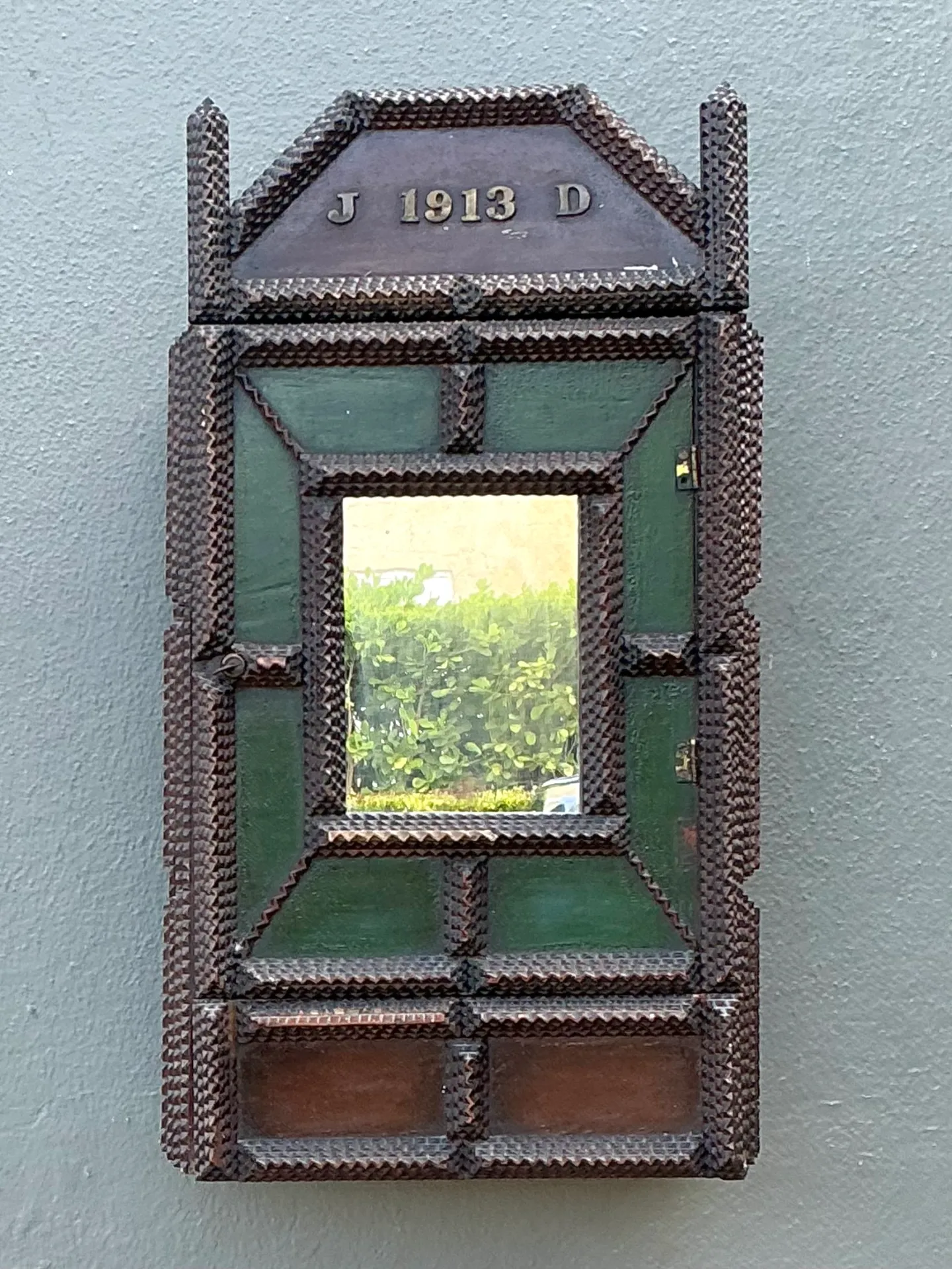 Vintage 1913 Wooden Tramp Art Cabinet — additional photo 7