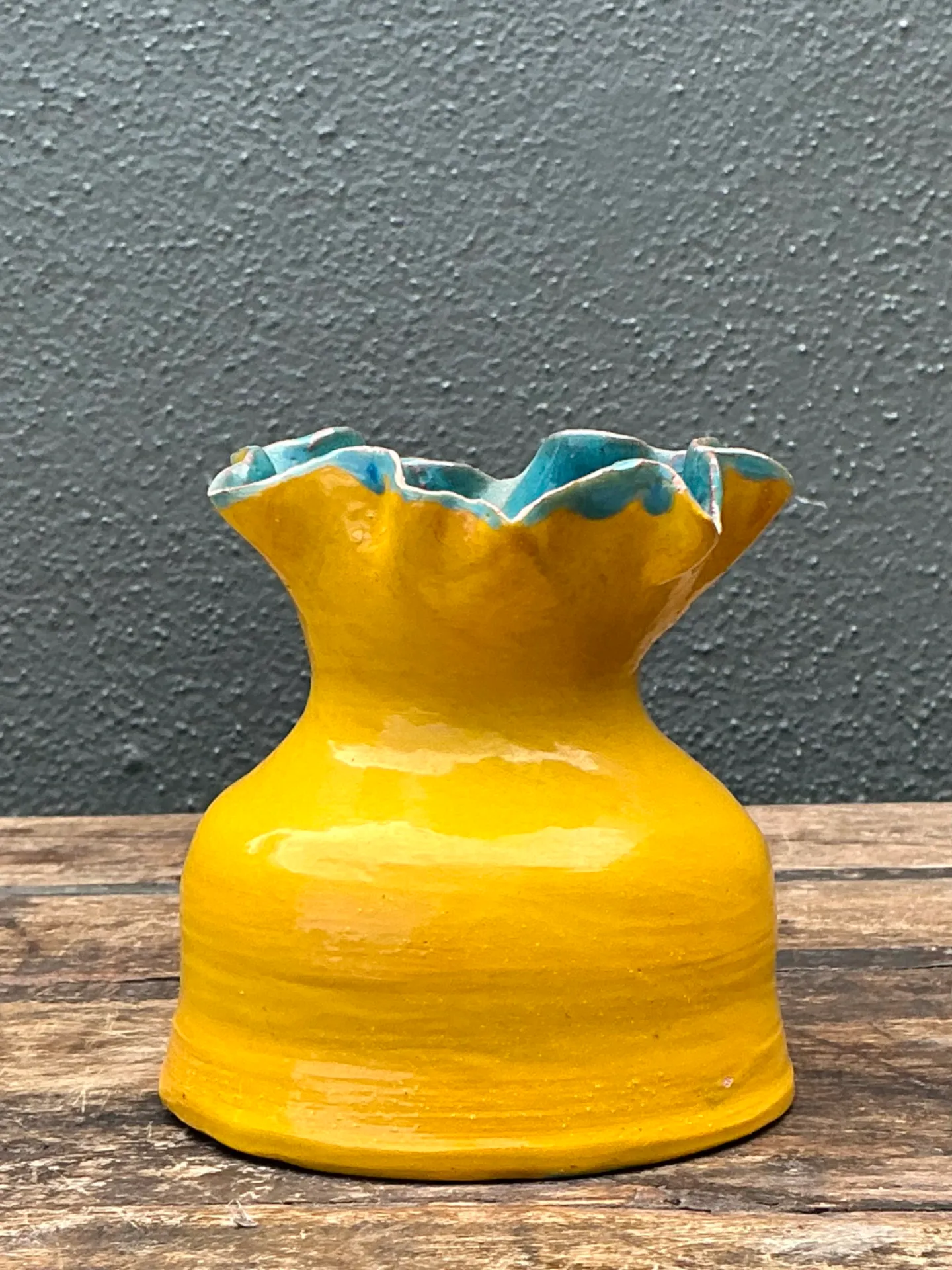 Vintage Hand Crafted Studio Pottery Ruffle Vase — additional photo 6