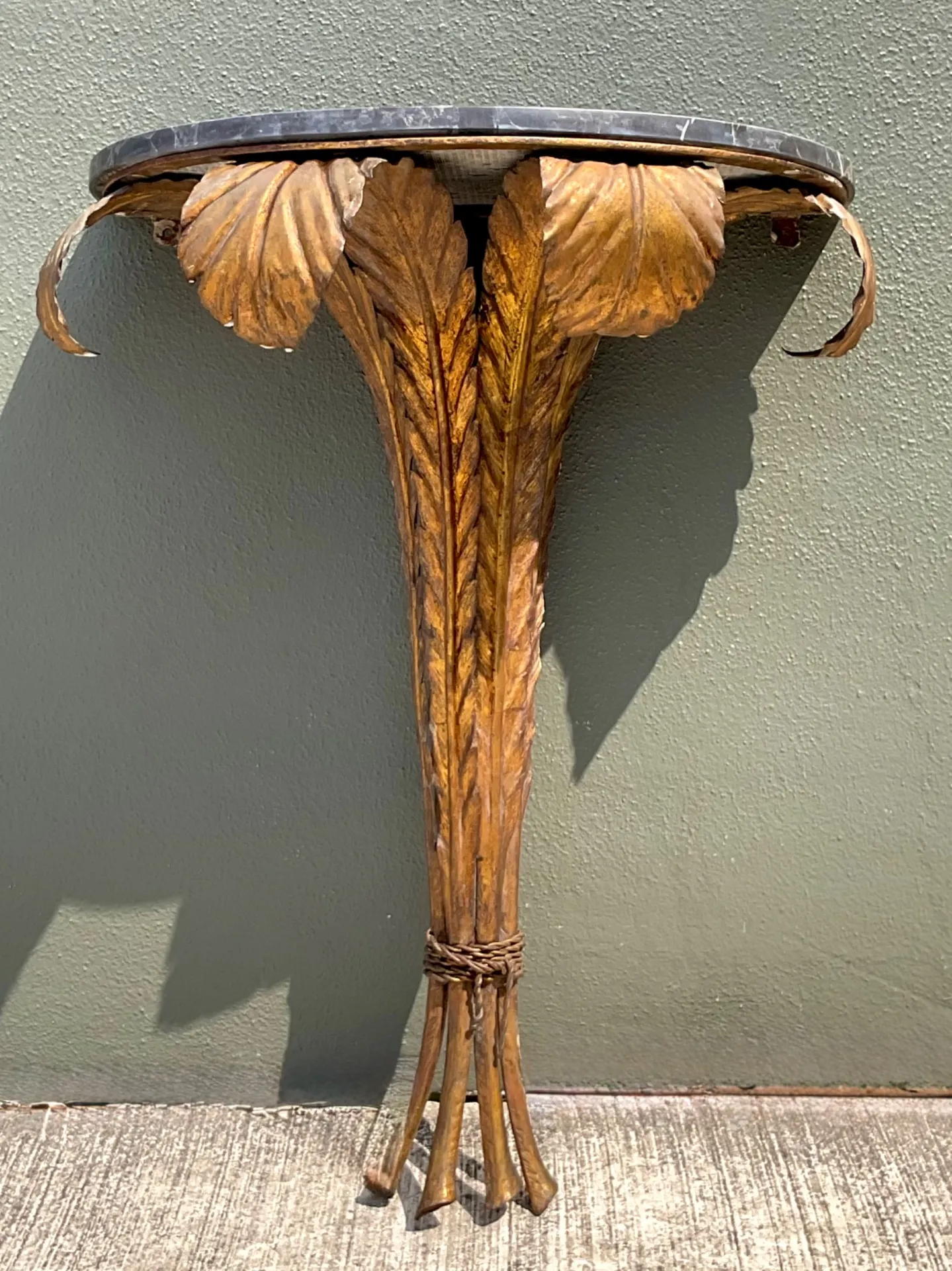 Vintage Gilt Metal and Marble Wall Console — additional photo 8