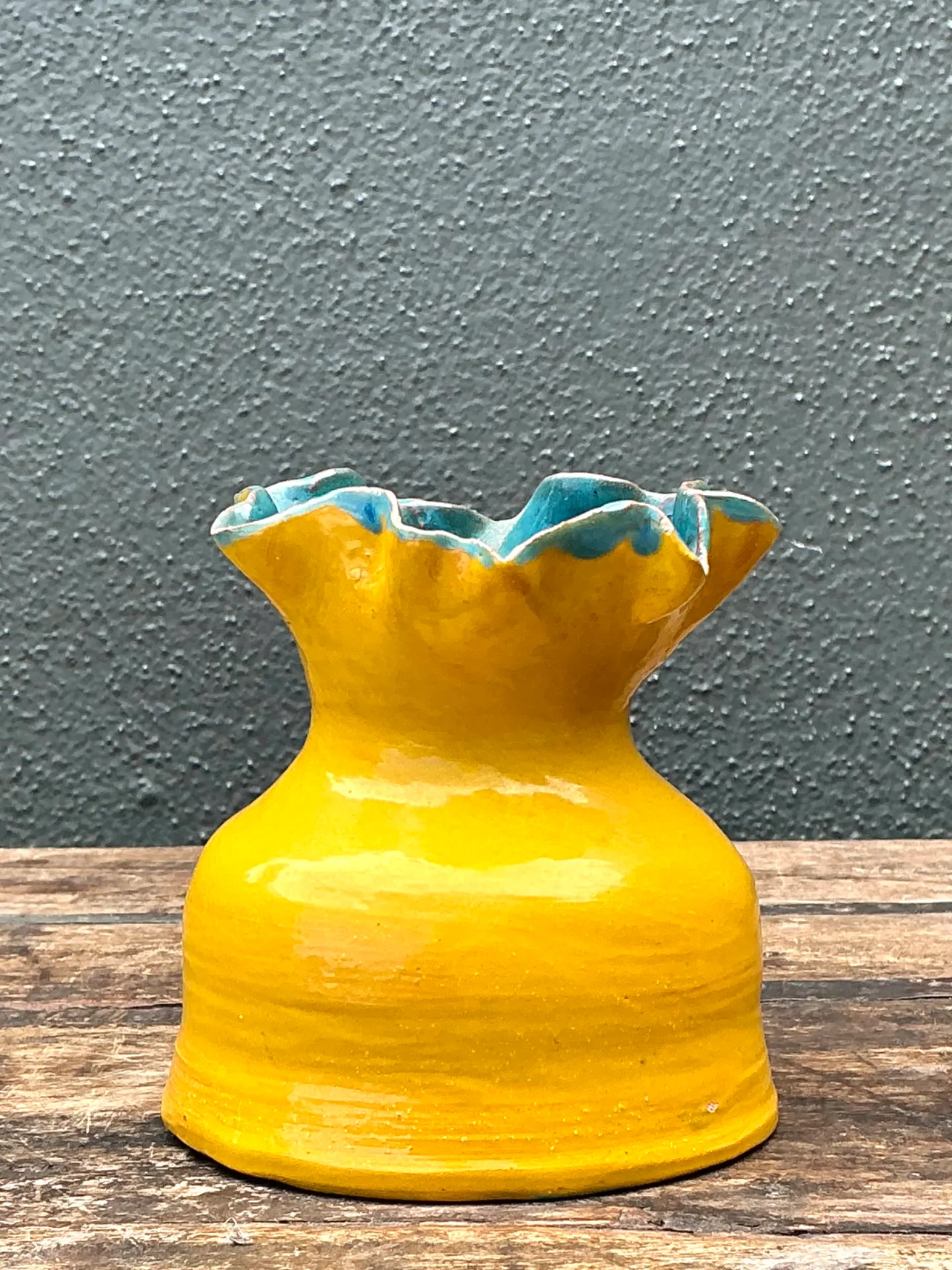 Vintage Hand Crafted Studio Pottery Ruffle Vase — additional photo 8