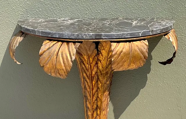 Vintage Gilt Metal and Marble Wall Console — additional photo 7