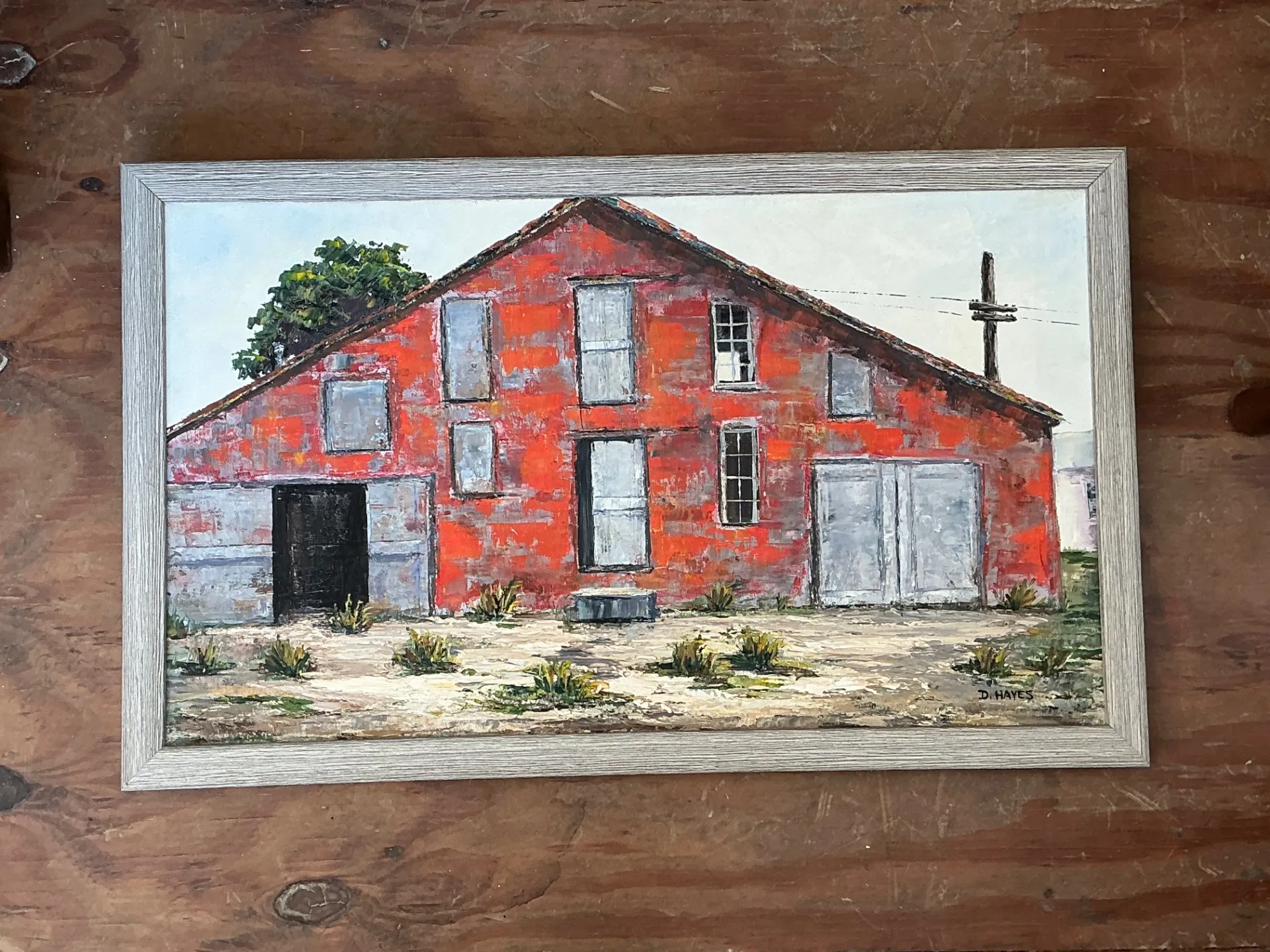 Framed D. Hayes Barn Landscape Painting — additional photo 3