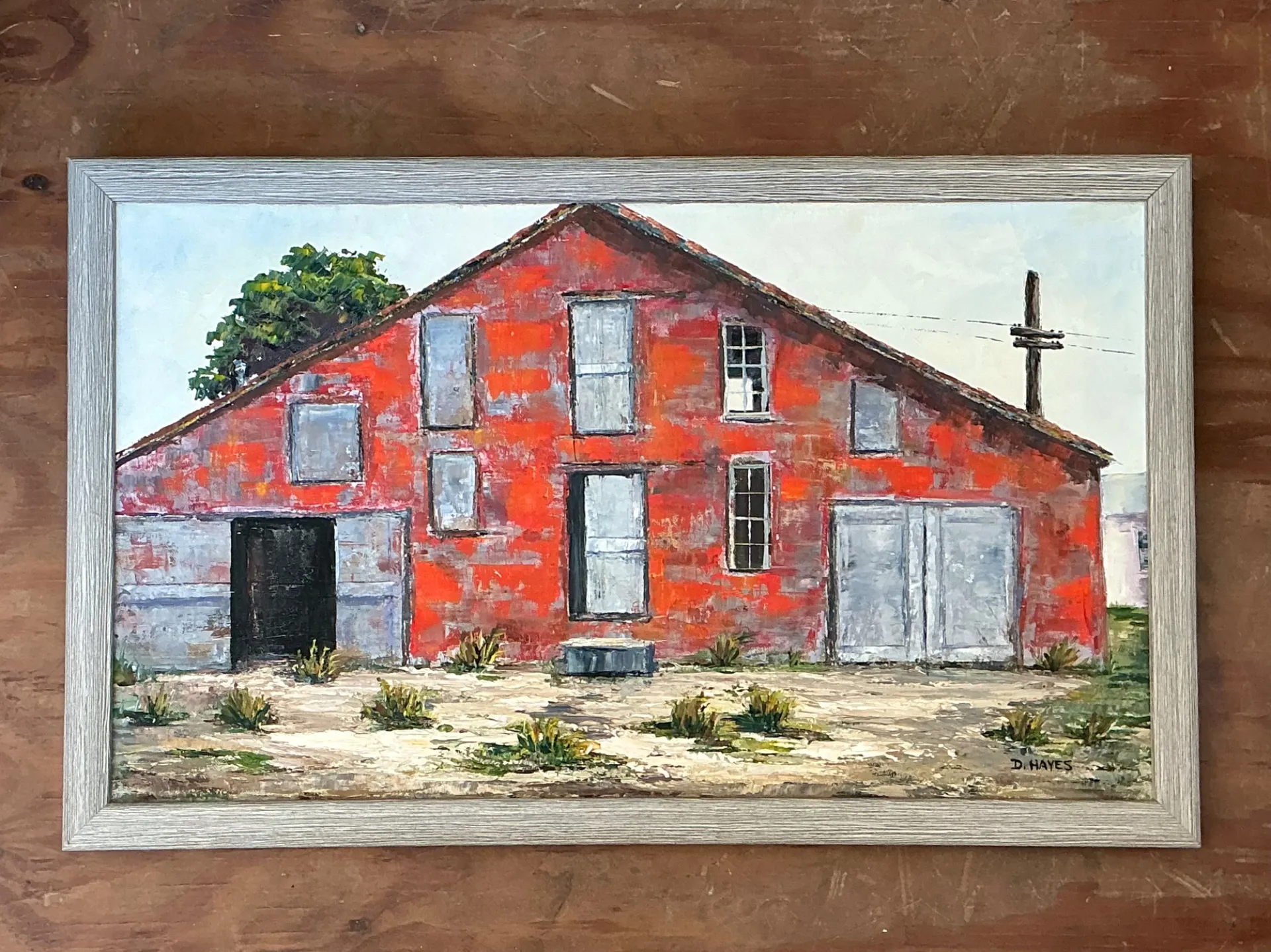 Framed D. Hayes Barn Landscape Painting — additional photo 1
