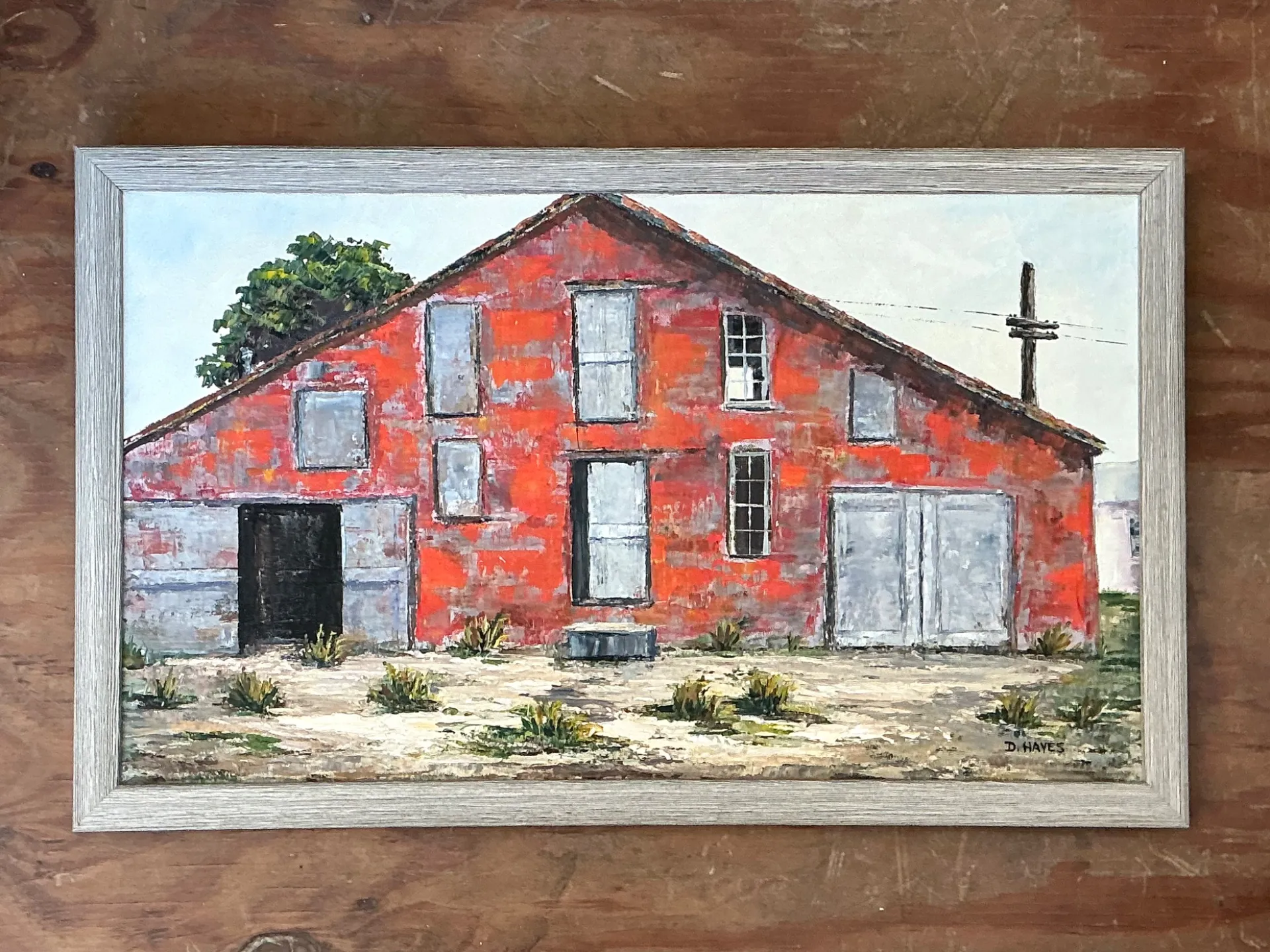 Framed D. Hayes Barn Landscape Painting — additional photo 5