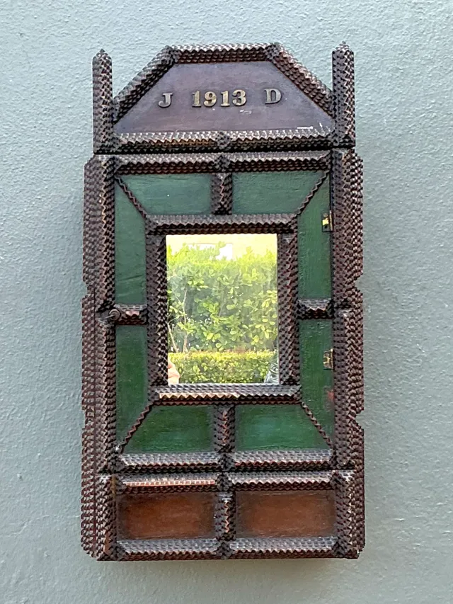 Vintage 1913 Wooden Tramp Art Cabinet — additional photo 2