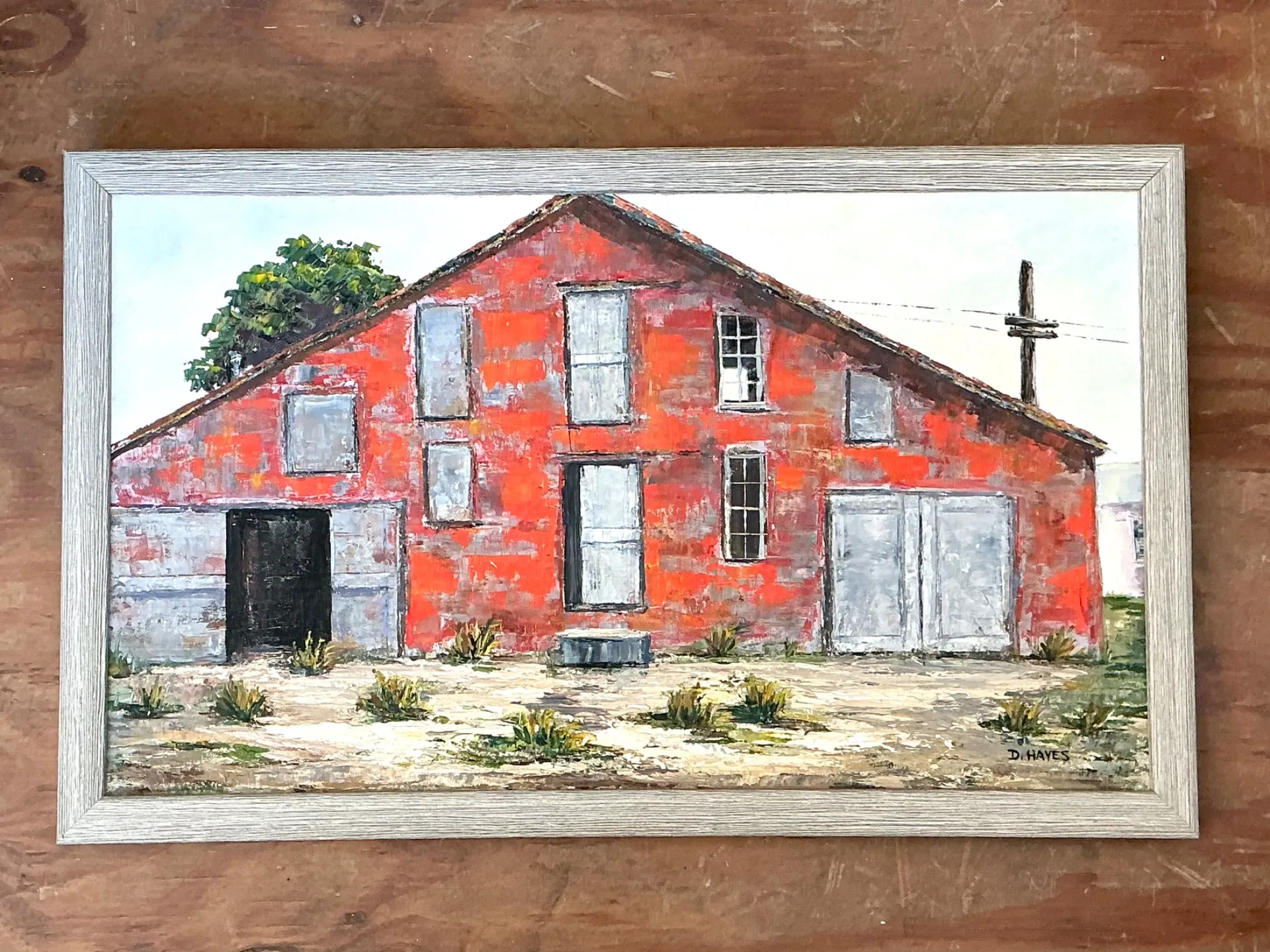 Framed D. Hayes Barn Landscape Painting — additional photo 8