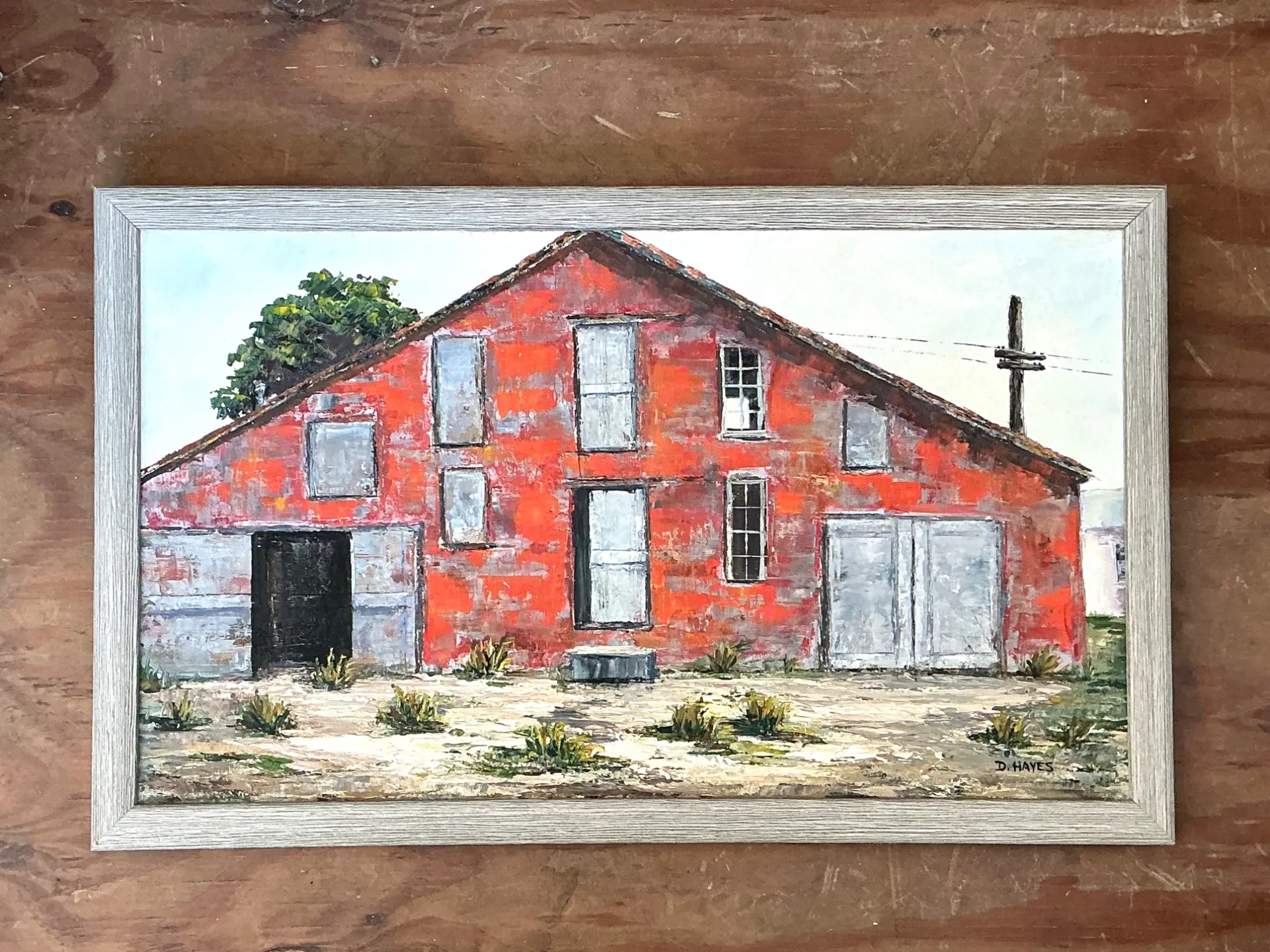 Framed D. Hayes Barn Landscape Painting — additional photo 4