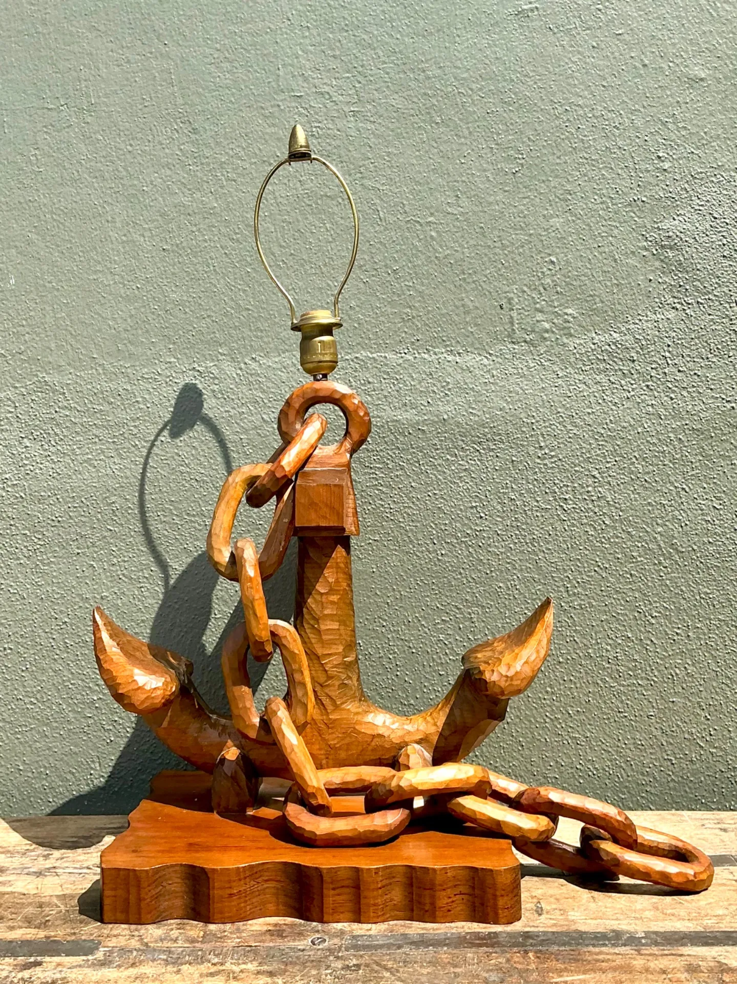Vintage Hand Carved Anchor With Chain Lamp — additional photo 5