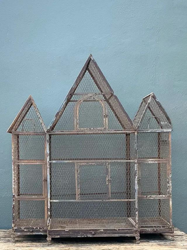 Vintage Monumental Architectural Wire Birdhouse — additional photo 1