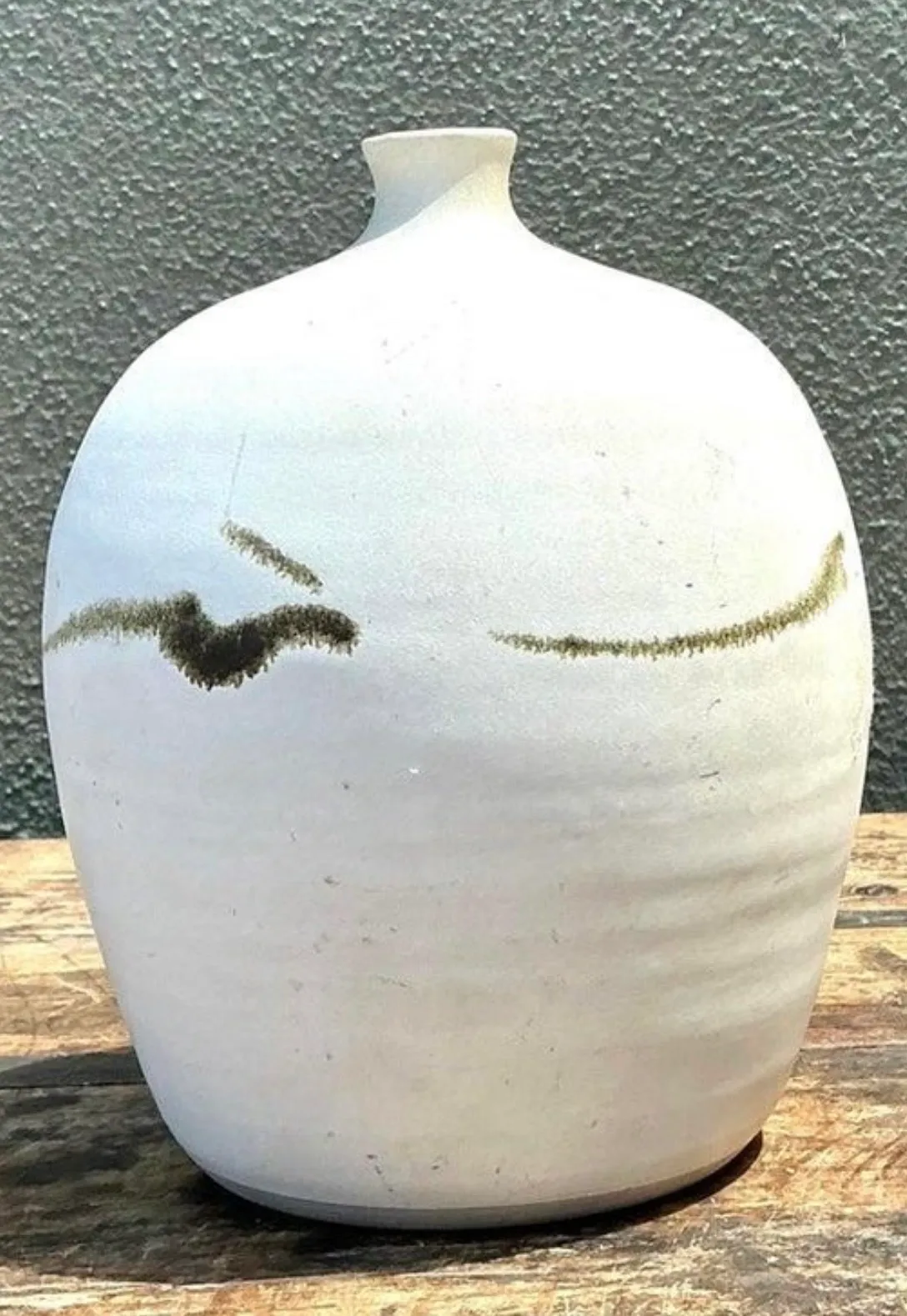 Vintage Original Raku Studio Pottery Vase - Pottery, 6W x 8H — additional photo 2