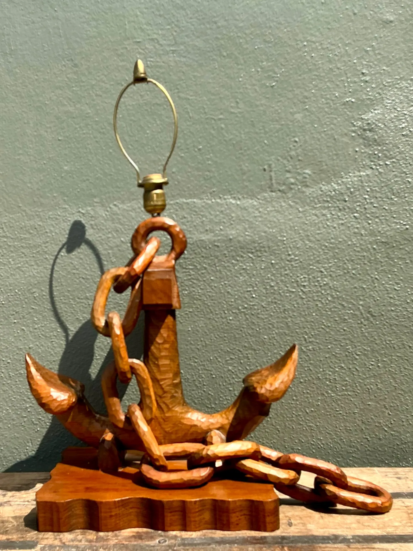 Vintage Hand Carved Anchor With Chain Lamp — additional photo 7