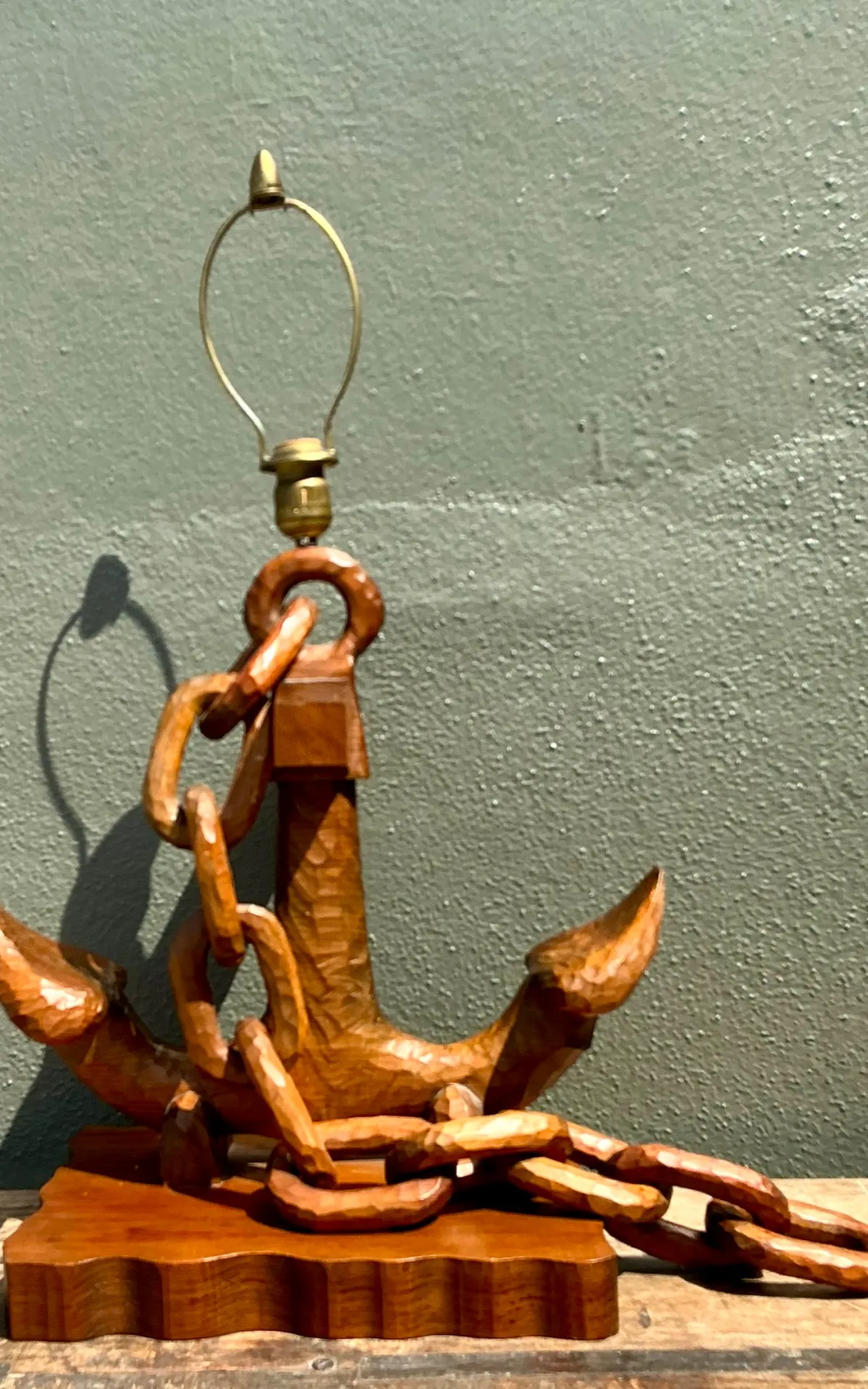 Vintage Hand Carved Anchor With Chain Lamp — additional photo 7