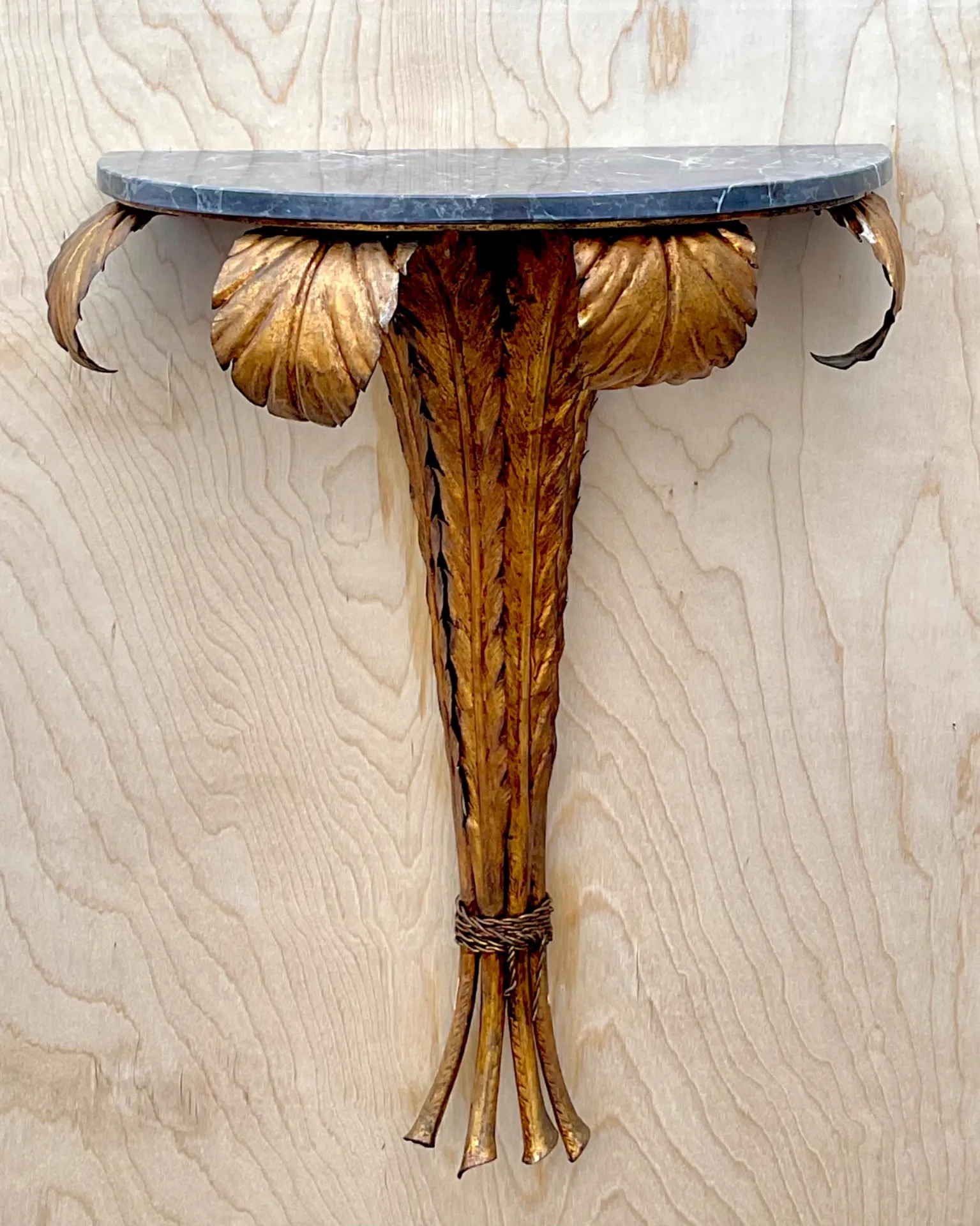 Vintage Gilt Metal and Marble Wall Console — additional photo 3