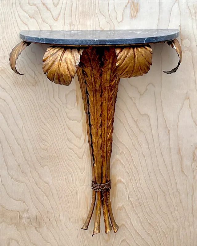 Vintage Gilt Metal and Marble Wall Console — additional photo 3