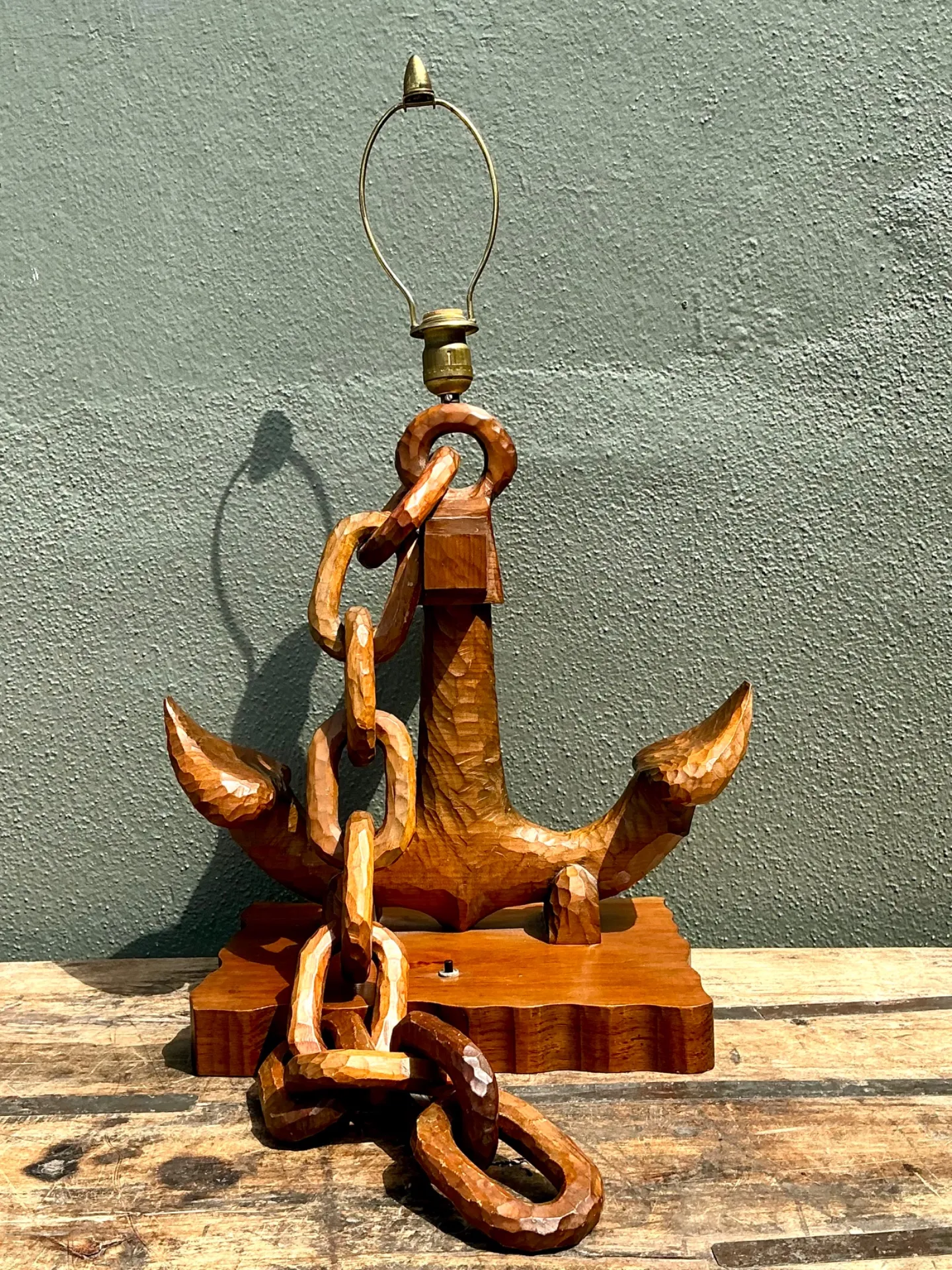 Vintage Hand Carved Anchor With Chain Lamp — additional photo 6