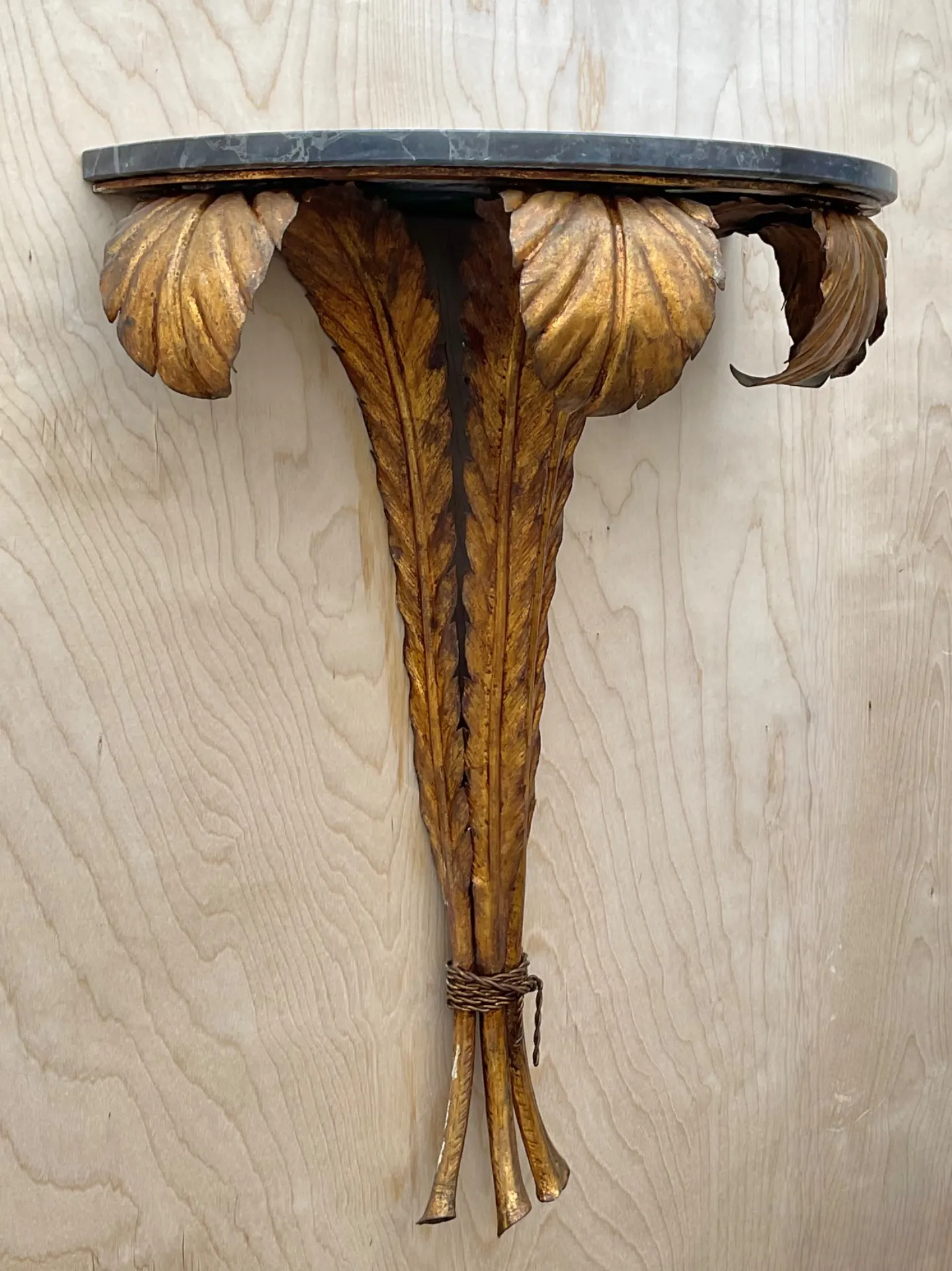 Vintage Gilt Metal and Marble Wall Console — additional photo 5