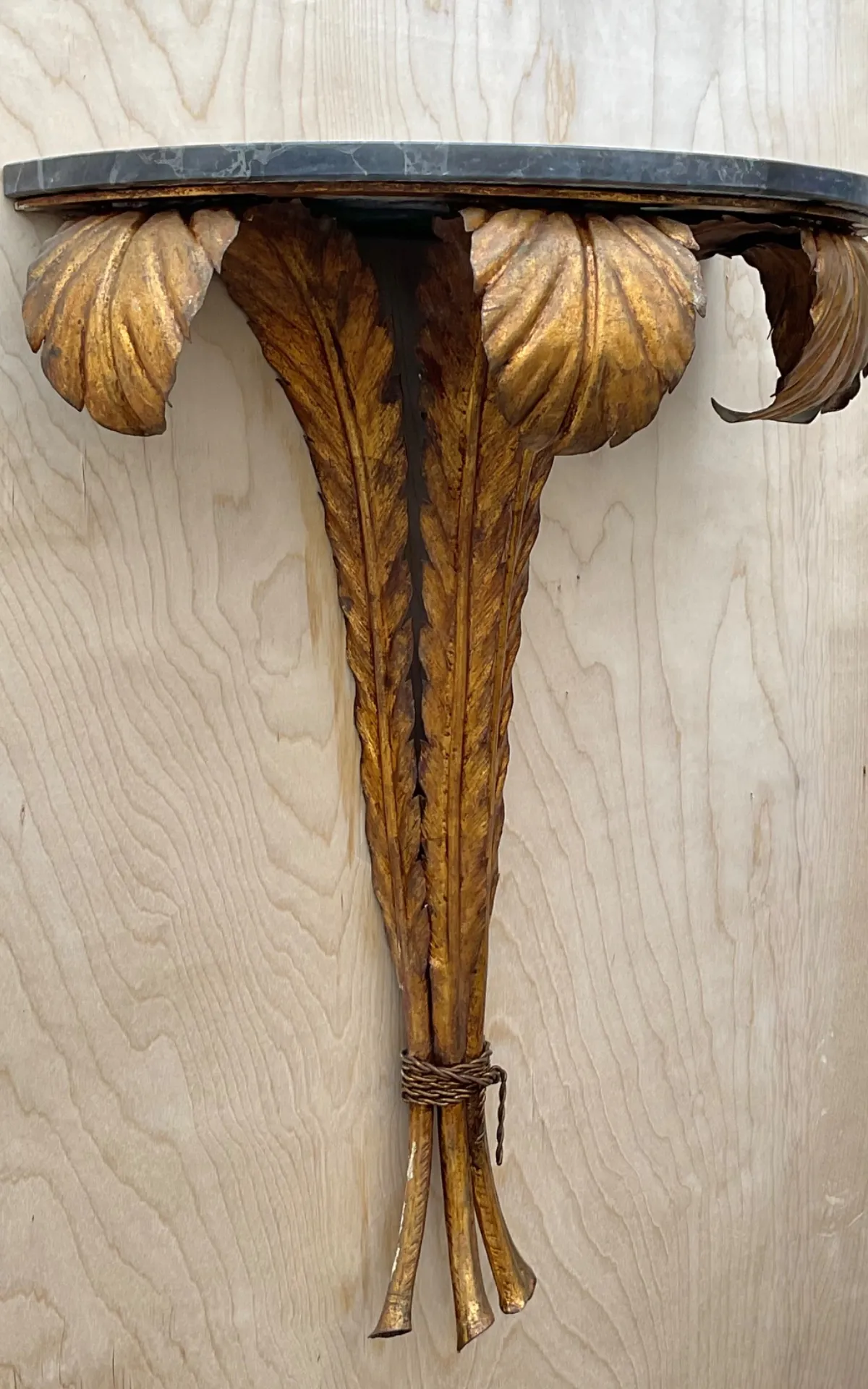Vintage Gilt Metal and Marble Wall Console — additional photo 5
