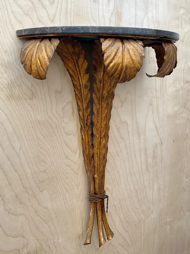 Vintage Gilt Metal and Marble Wall Console — additional photo 5