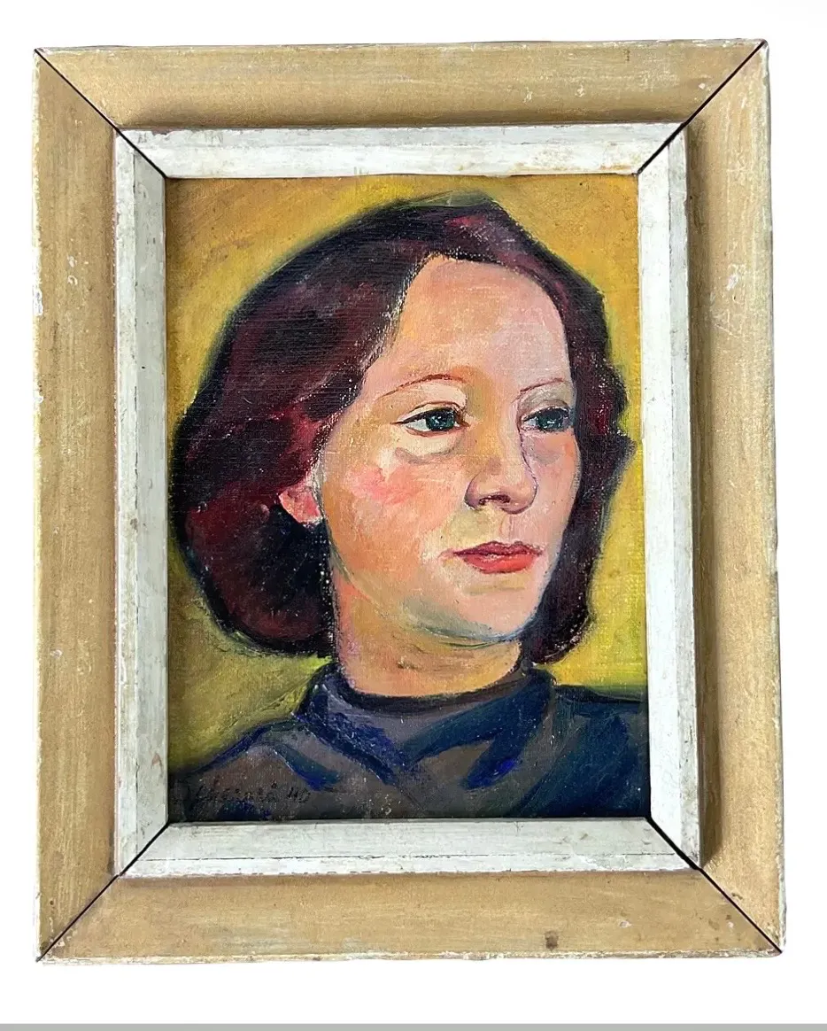 Vintage Original Oil Portrait on Canvas - Canvas, 8.5W x 10.5H — additional photo 3